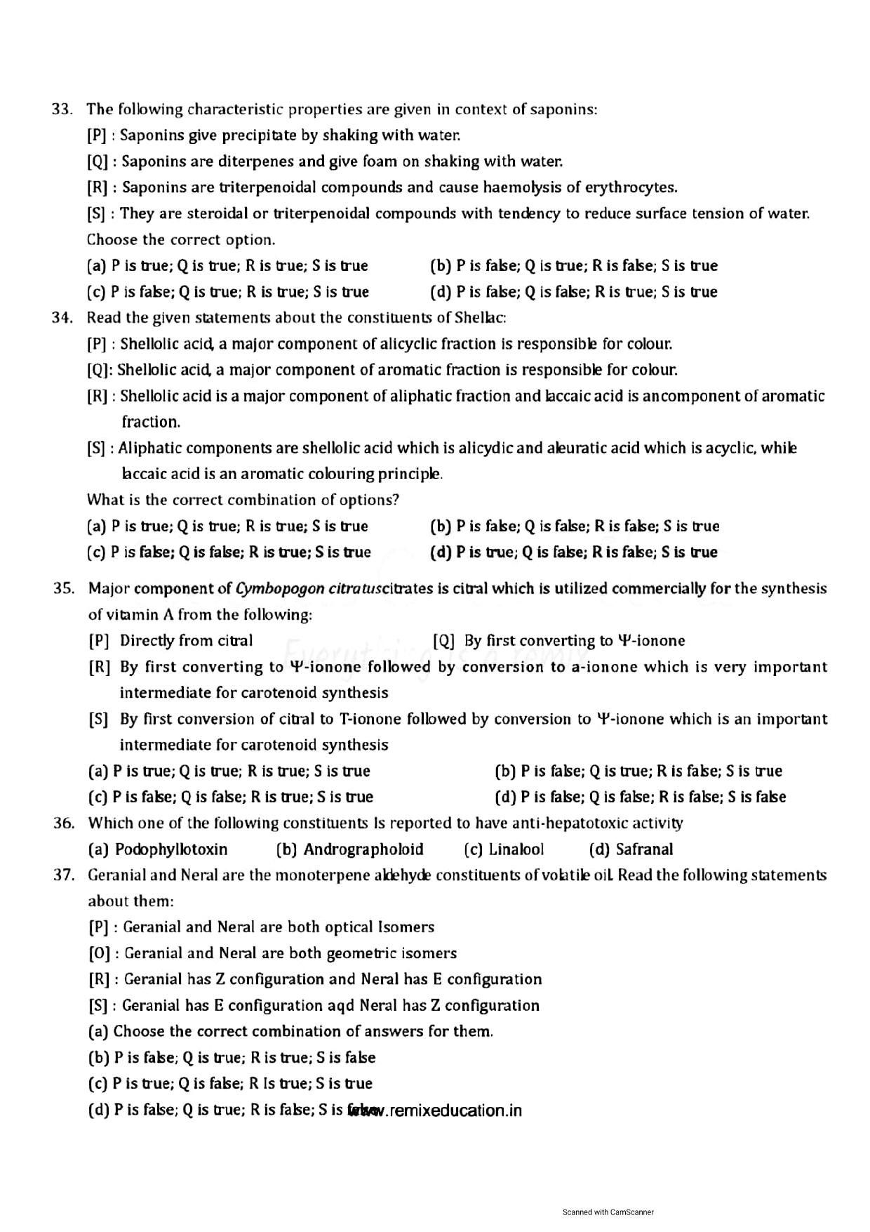 GPAT 2012 Question Paper with Answer Key - Page 5