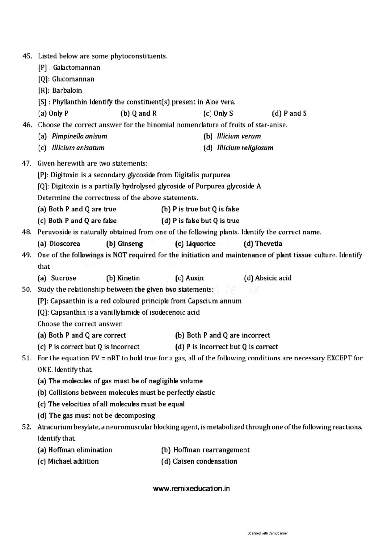 GPAT 2012 Question Paper with Answer Key - Page 7