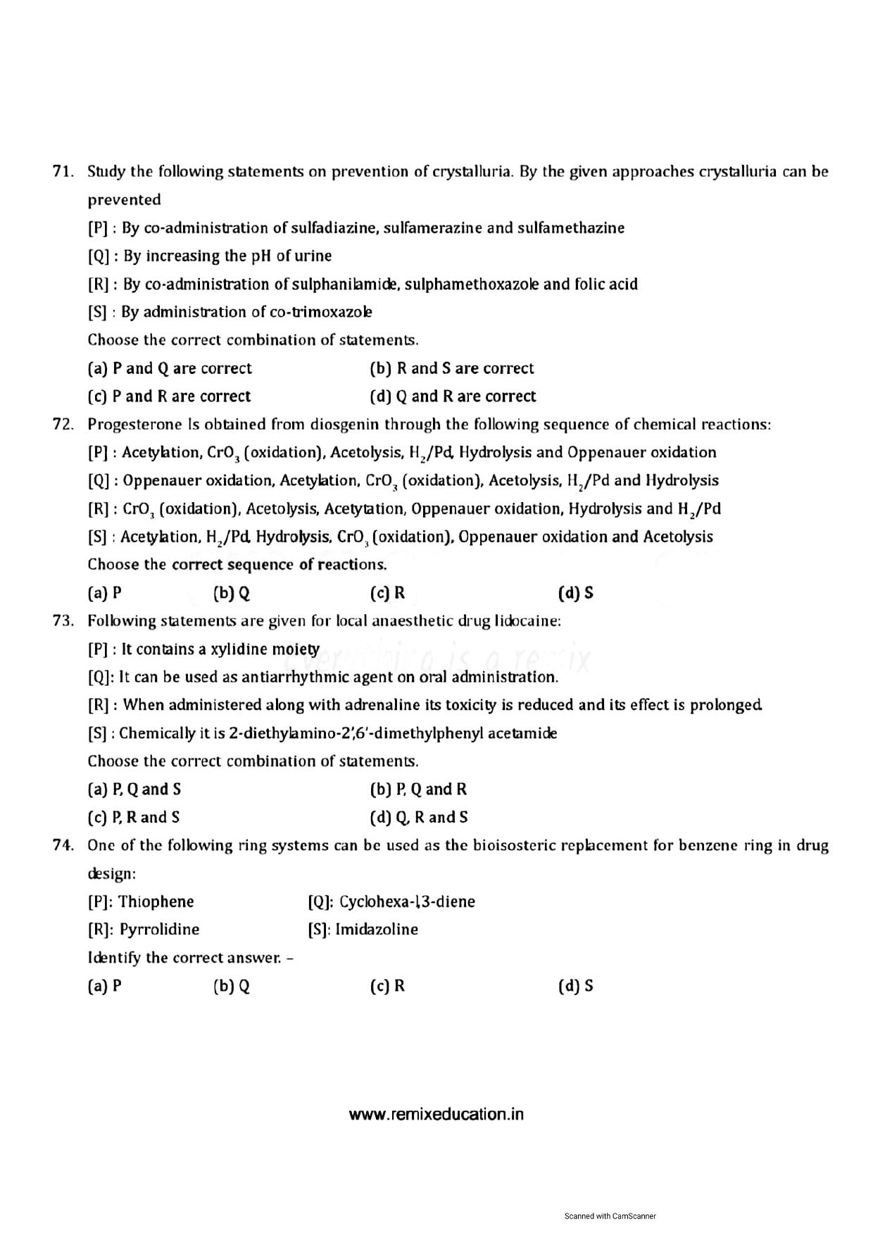 GPAT 2012 Question Paper with Answer Key - Page 11