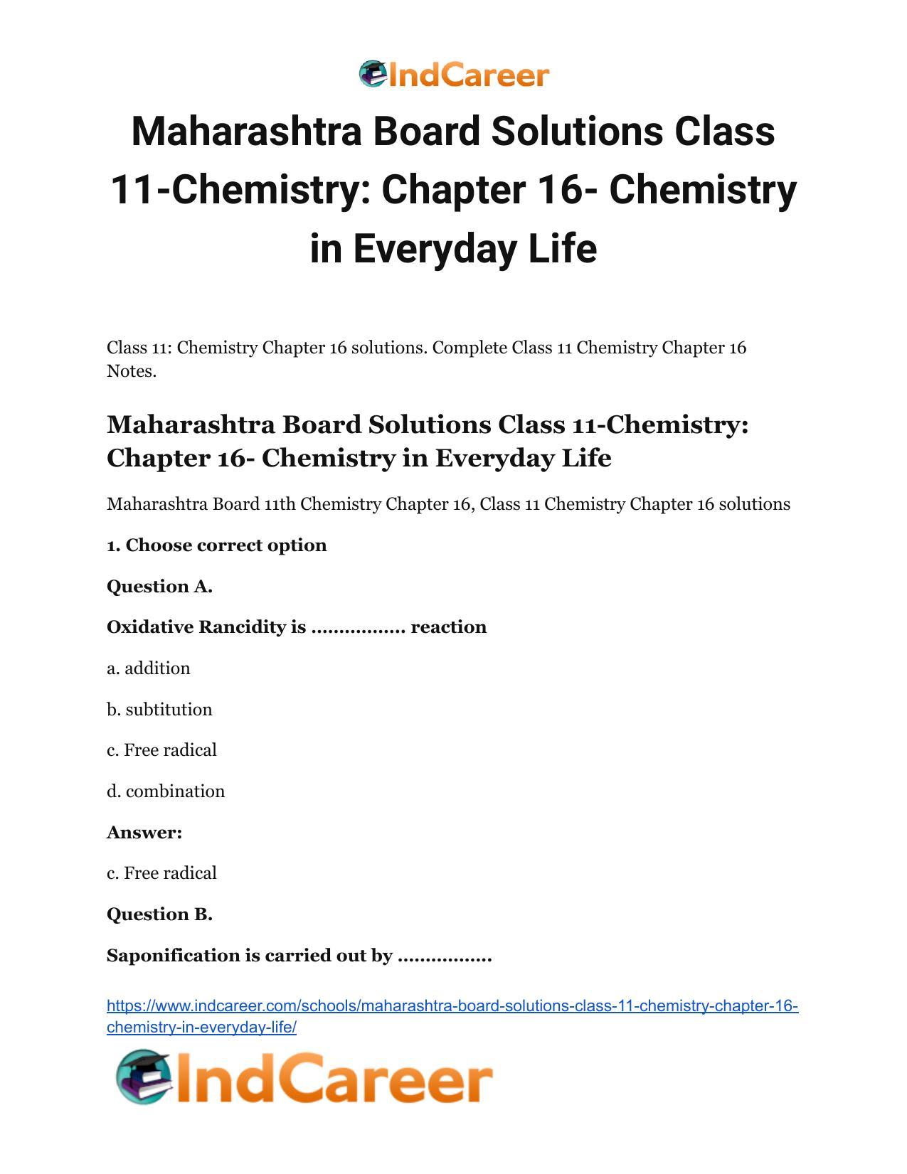Maharashtra Board Solutions Class 11-Chemistry: Chapter 16- Chemistry in Everyday Life - Page 2
