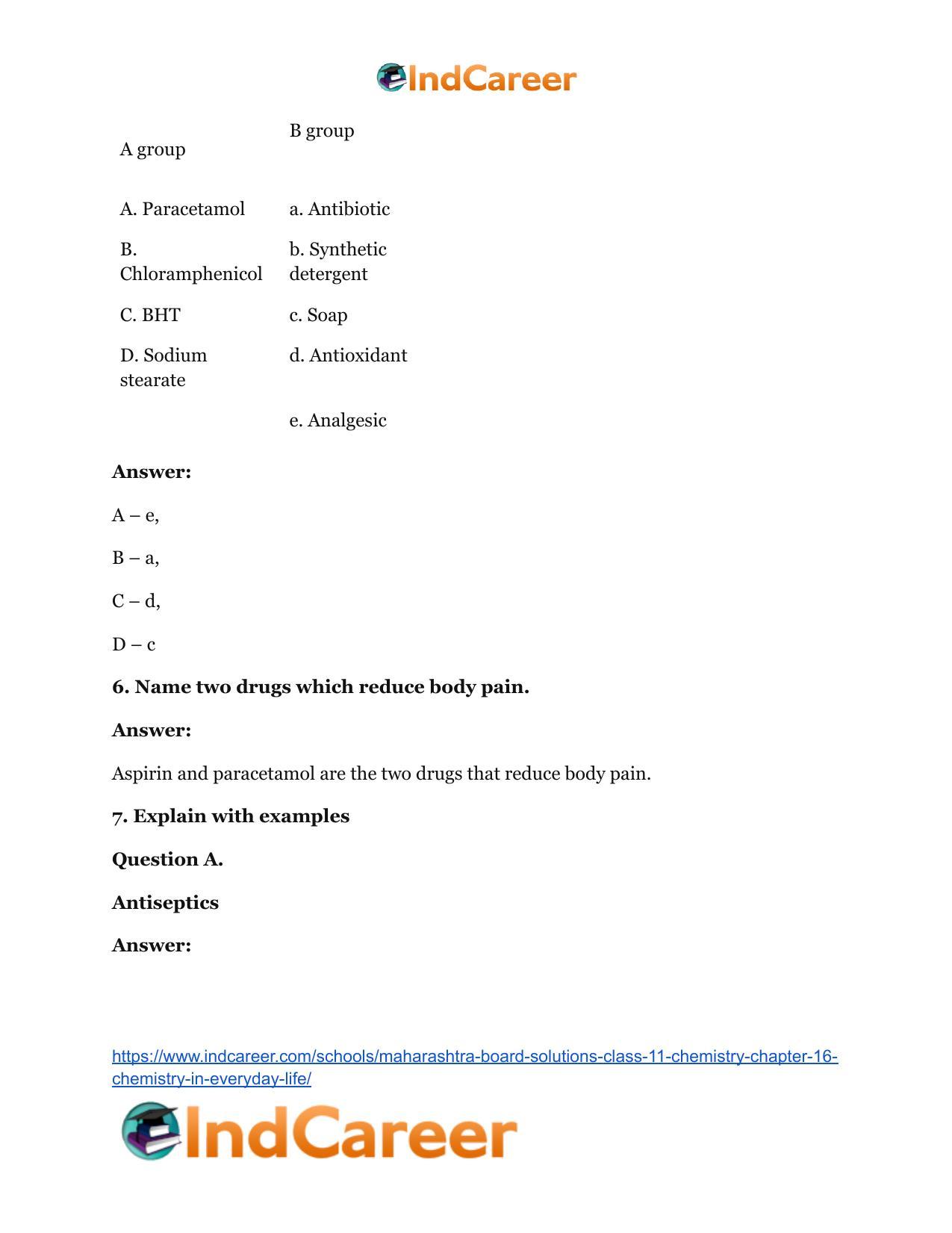 Maharashtra Board Solutions Class 11-Chemistry: Chapter 16- Chemistry in Everyday Life - Page 12