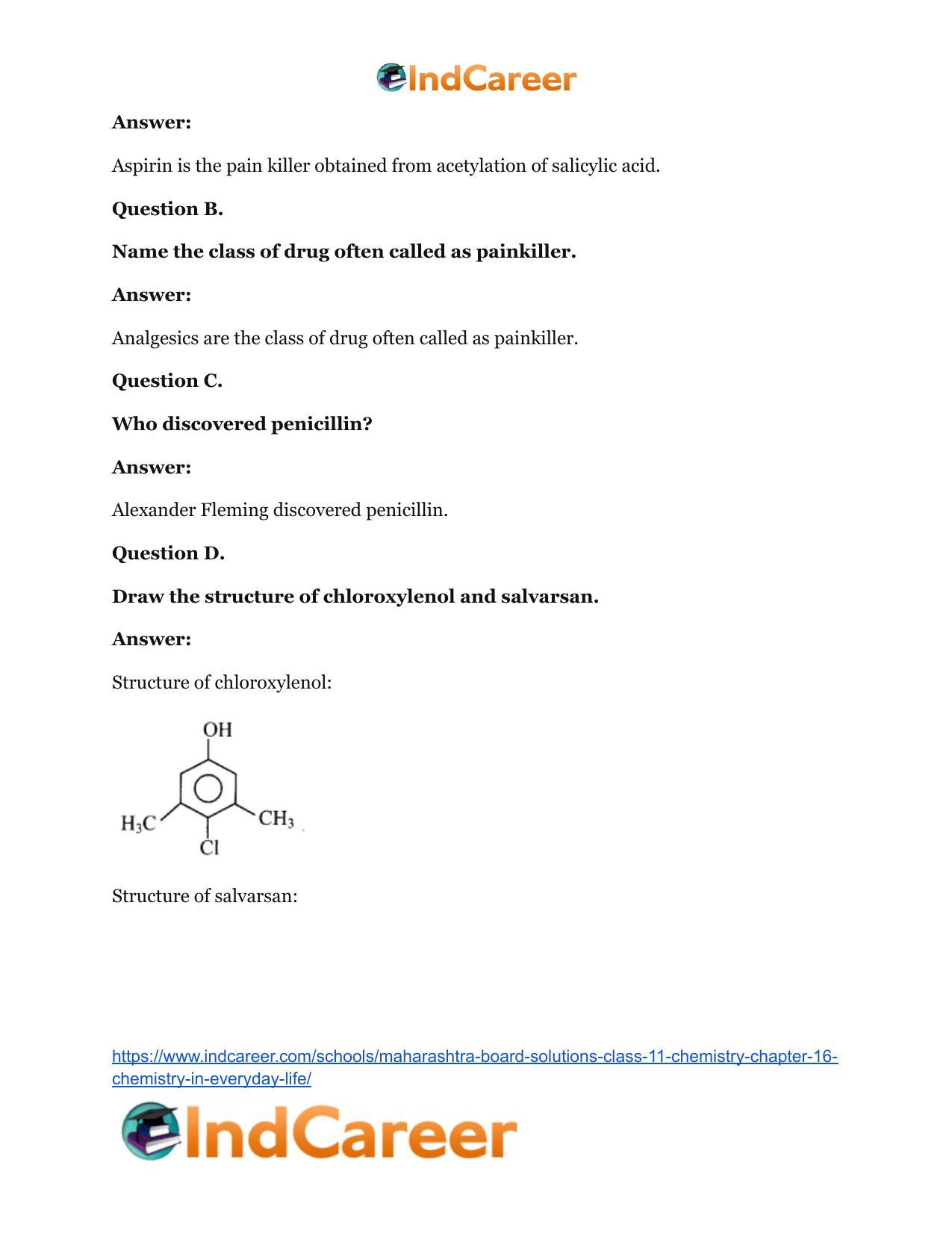 Maharashtra Board Solutions Class 11-Chemistry: Chapter 16- Chemistry in Everyday Life - Page 16