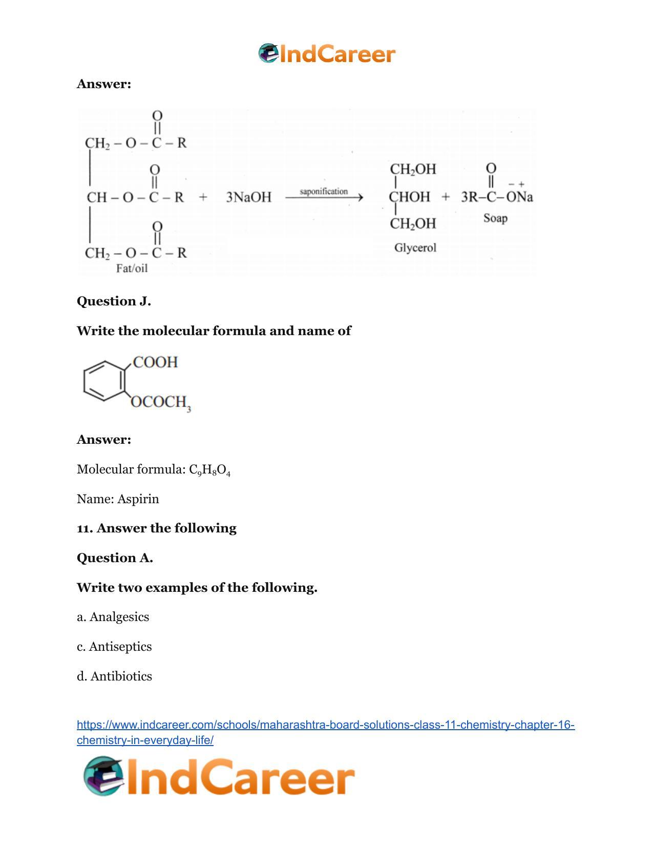 Maharashtra Board Solutions Class 11-Chemistry: Chapter 16- Chemistry in Everyday Life - Page 18