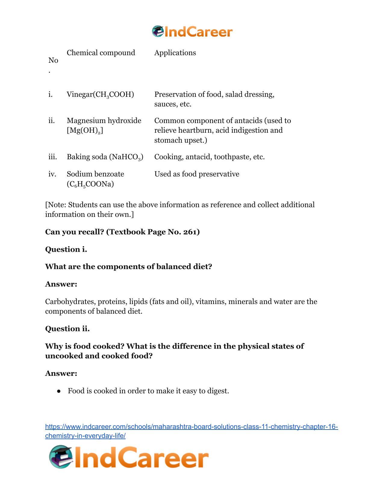 Maharashtra Board Solutions Class 11-Chemistry: Chapter 16- Chemistry in Everyday Life - Page 20