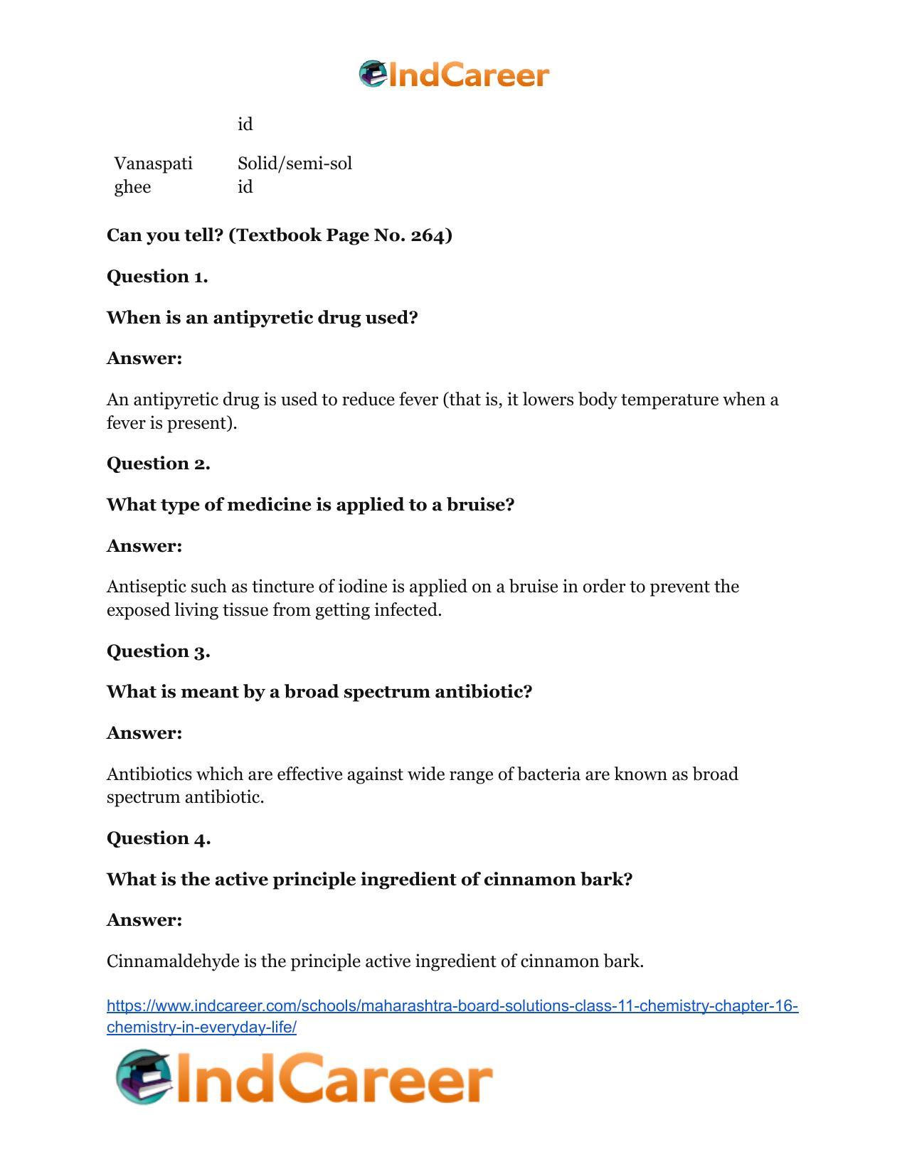 Maharashtra Board Solutions Class 11-Chemistry: Chapter 16- Chemistry in Everyday Life - Page 23