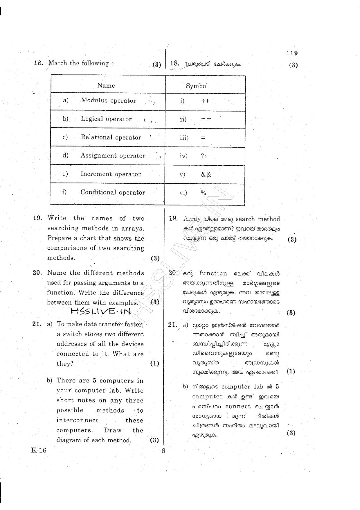 Kerala Plus One 2015 Computer Science Question Paper - Page 6