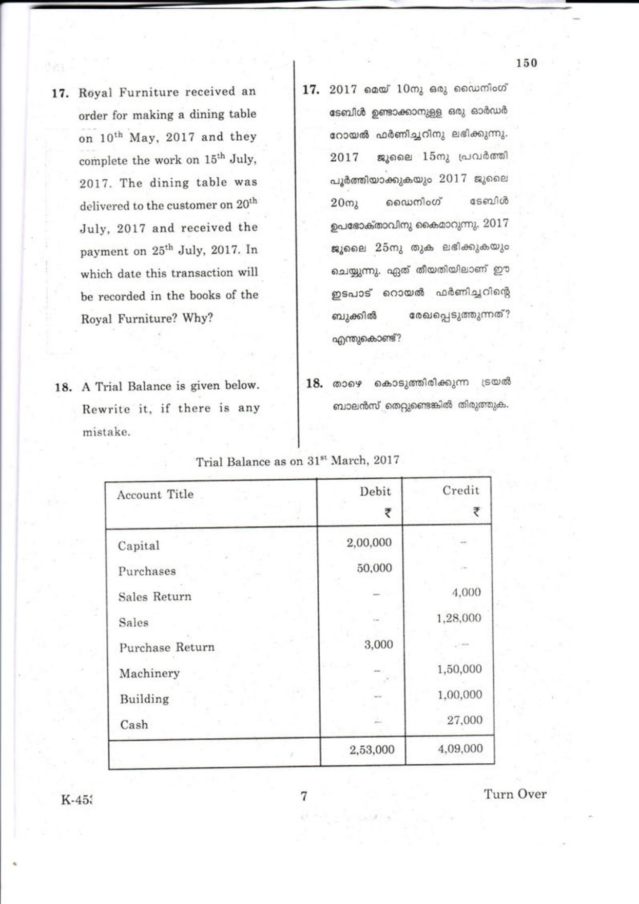 Kerala Plus One 2018 ACA-Accouting with Computer Question Papers - Page 7