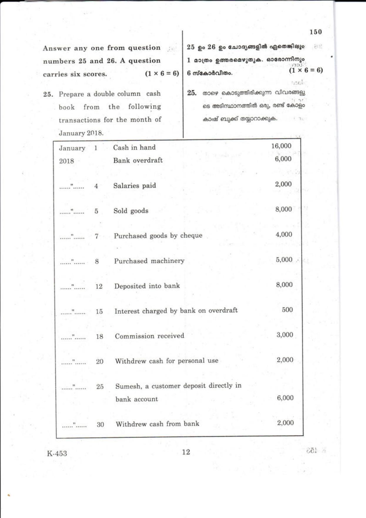 Kerala Plus One 2018 ACA-Accouting with Computer Question Papers - Page 12