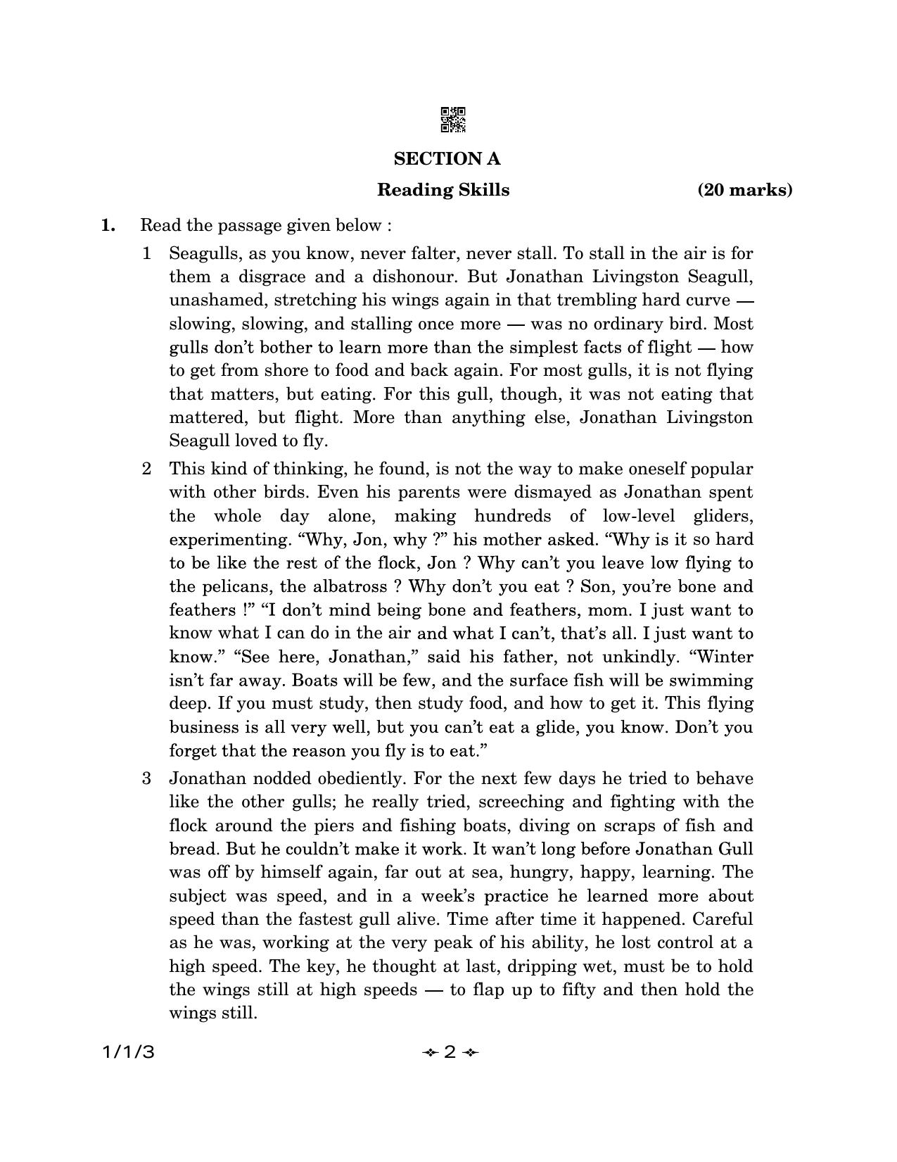 CBSE Class 12 1-1-3 English Core 2023 Question Paper - Page 2