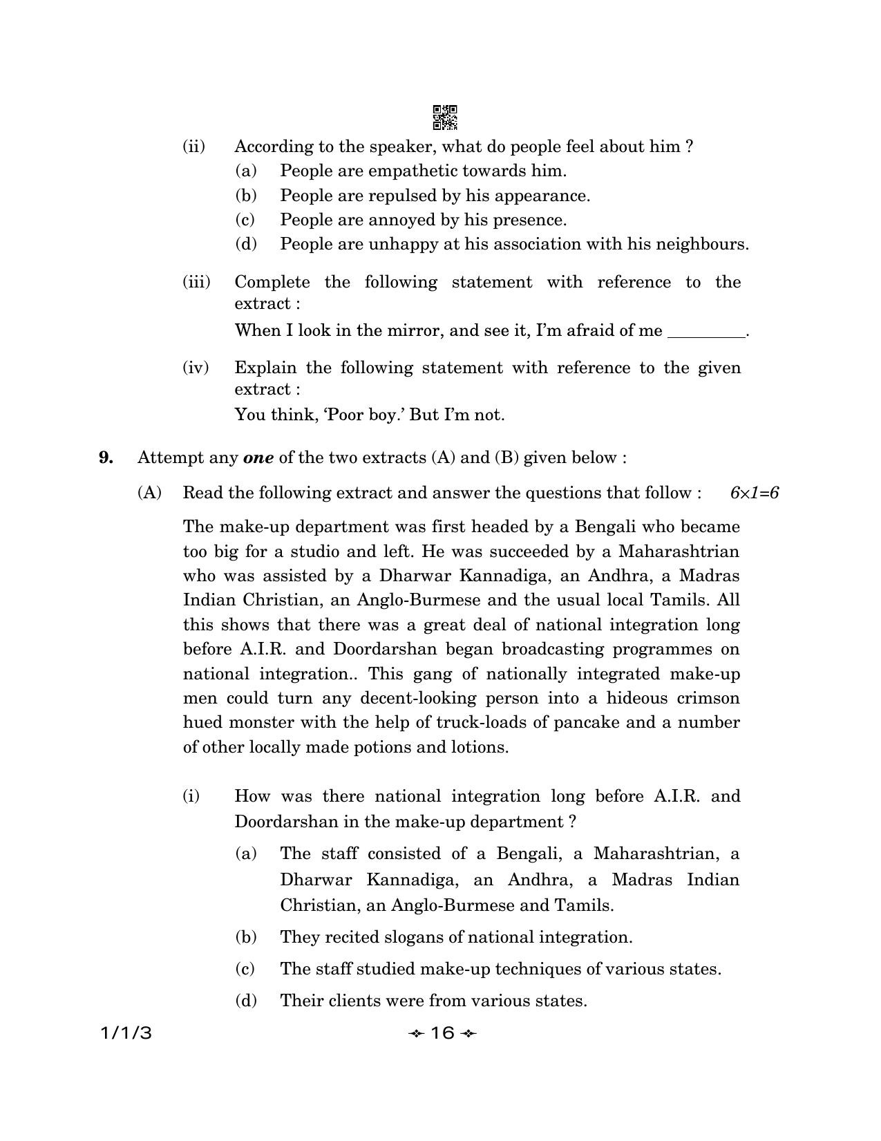 CBSE Class 12 1-1-3 English Core 2023 Question Paper - Page 16