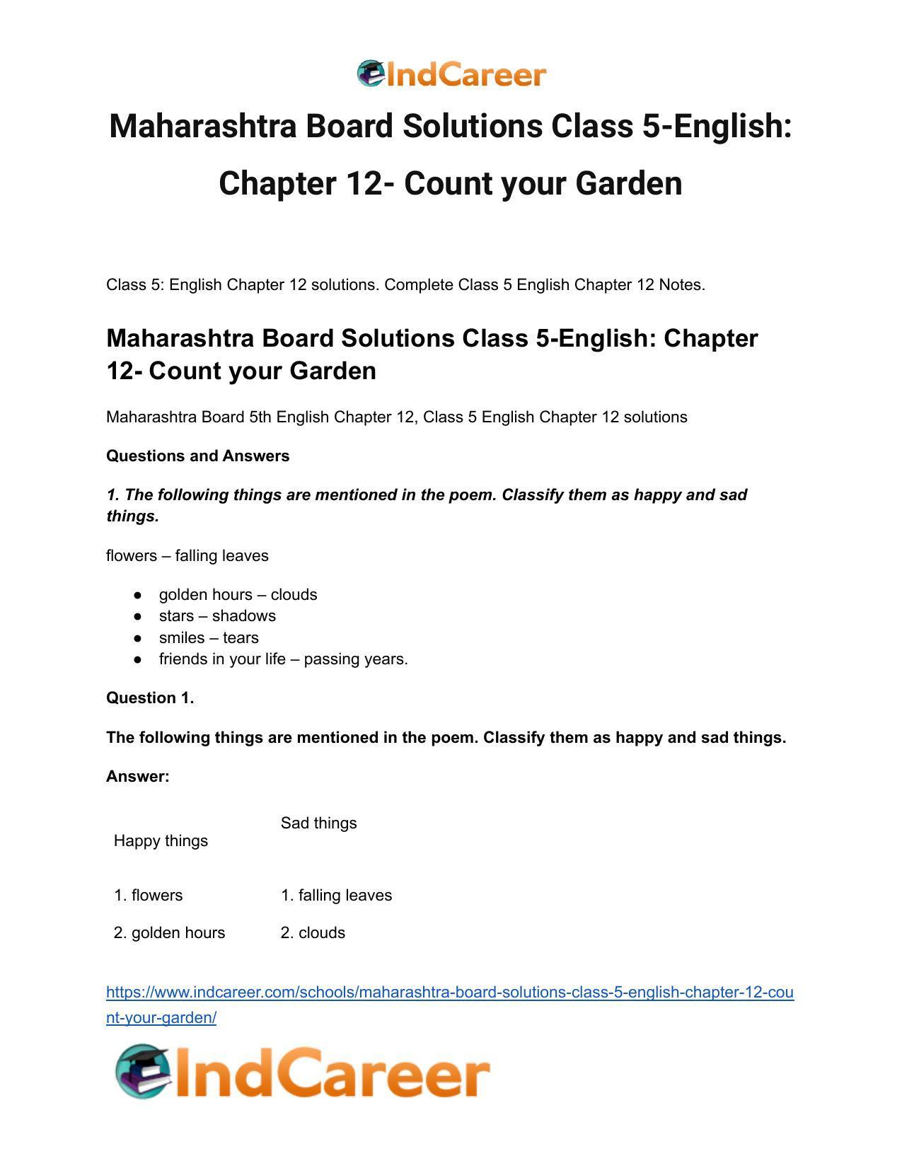 Maharashtra Board Solutions Class 5-English: Chapter 12- Count your Garden - Page 2