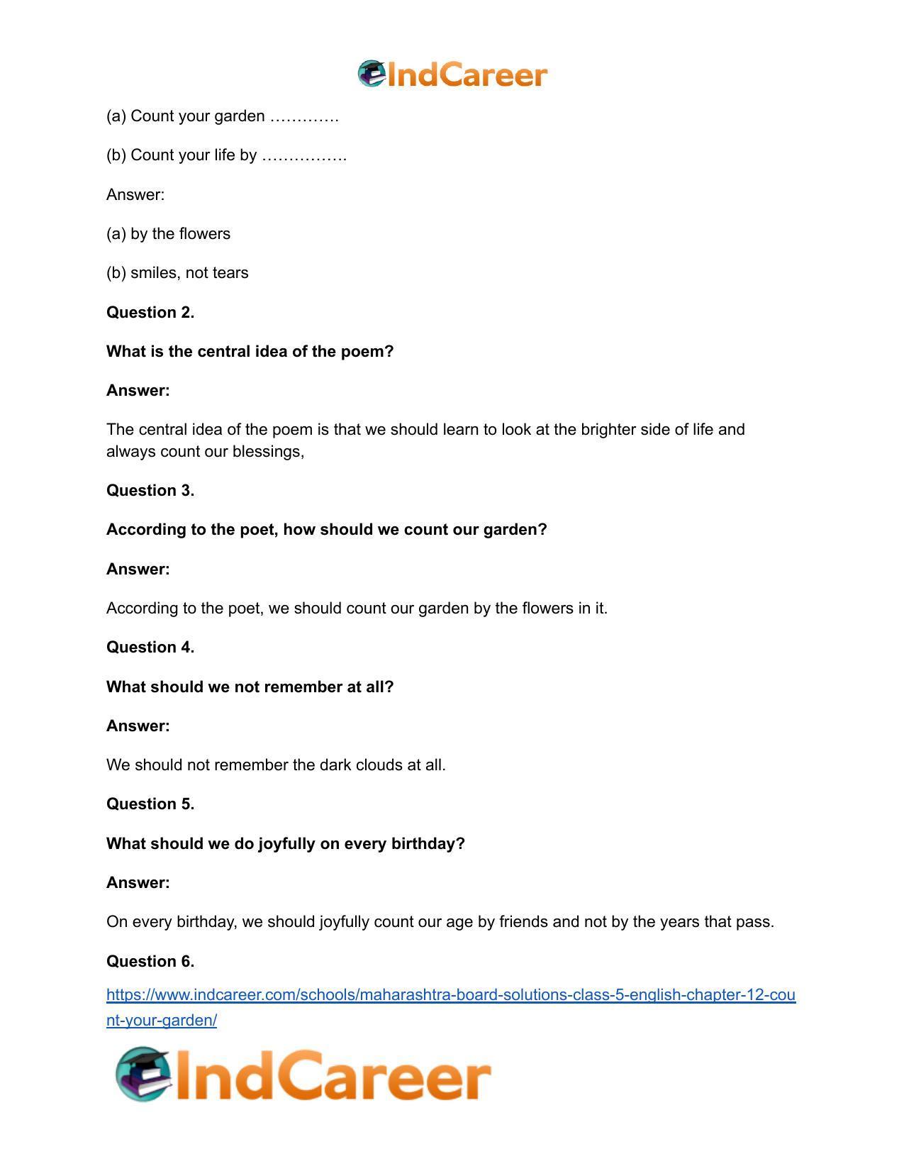 Maharashtra Board Solutions Class 5-English: Chapter 12- Count your Garden - Page 6