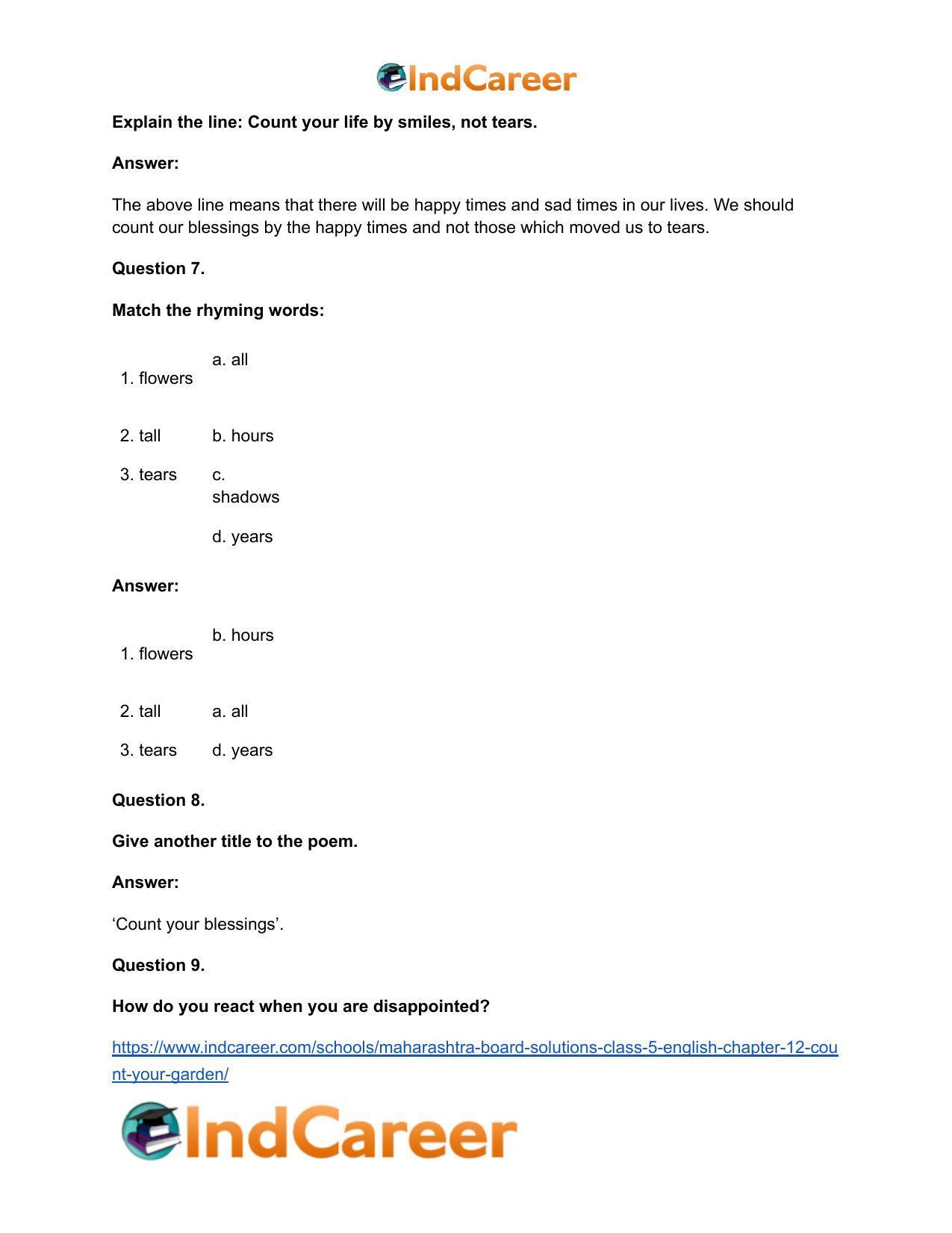 Maharashtra Board Solutions Class 5-English: Chapter 12- Count your Garden - Page 7