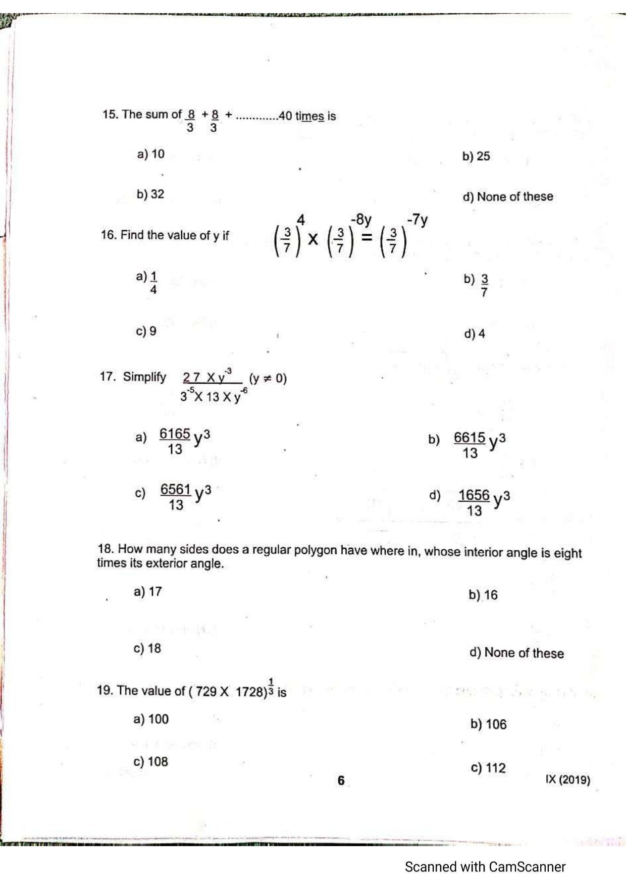 JKSSEE 2019 Class 9 Question Paper - Page 5