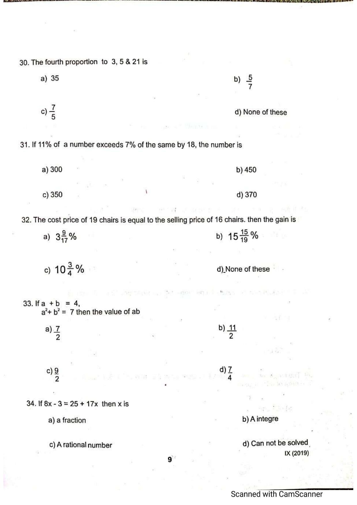 JKSSEE 2019 Class 9 Question Paper - Page 8