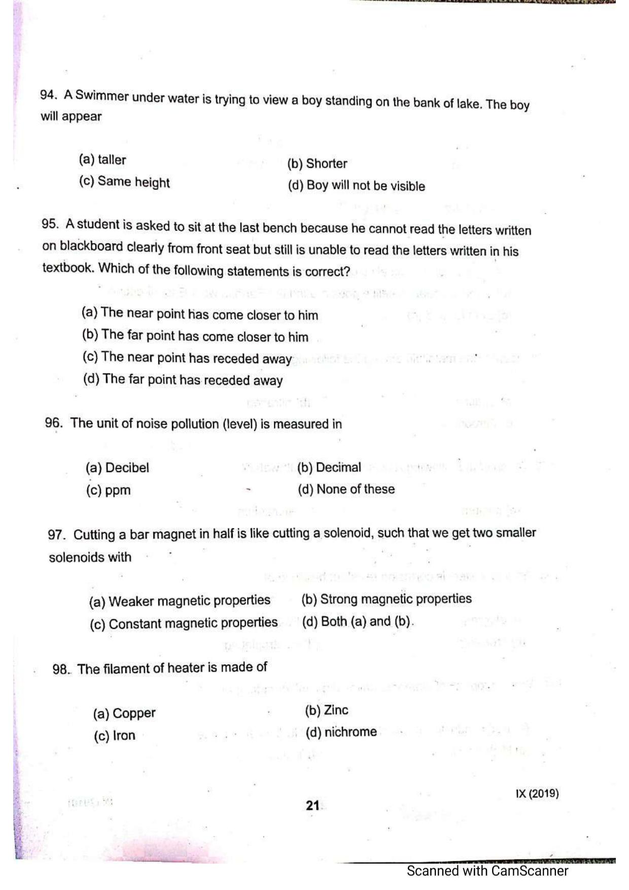 JKSSEE 2019 Class 9 Question Paper - Page 20