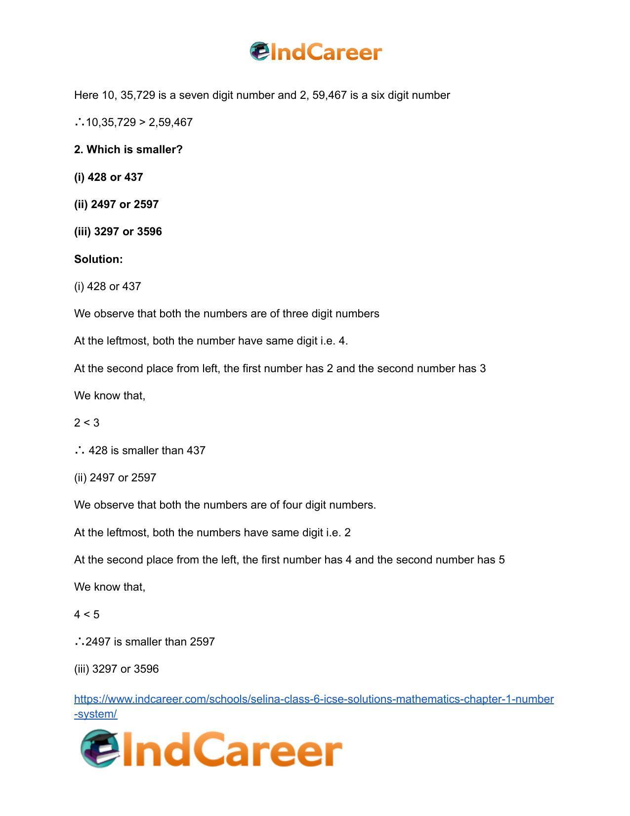 Selina Class 6 ICSE Solutions Mathematics : Chapter 1- Number System - Page 3