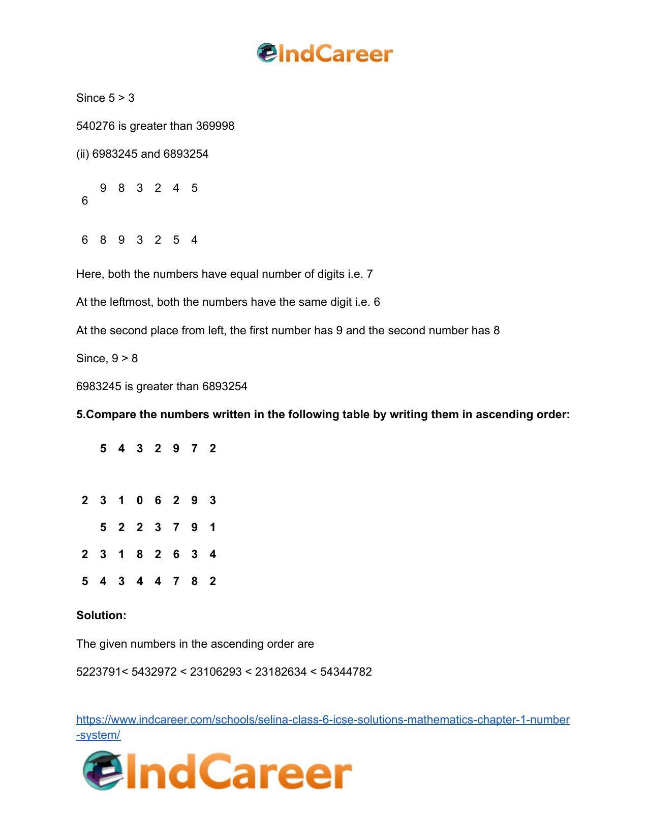 Selina Class 6 ICSE Solutions Mathematics : Chapter 1- Number System - Page 6