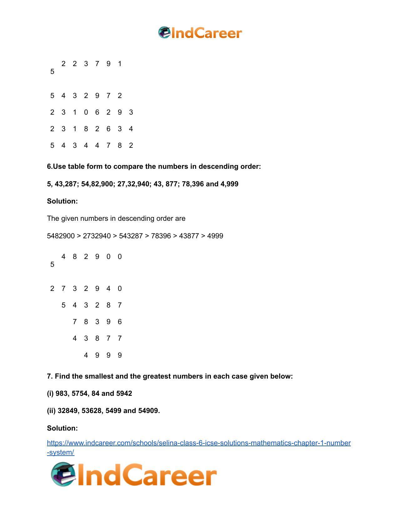 Selina Class 6 ICSE Solutions Mathematics : Chapter 1- Number System - Page 7