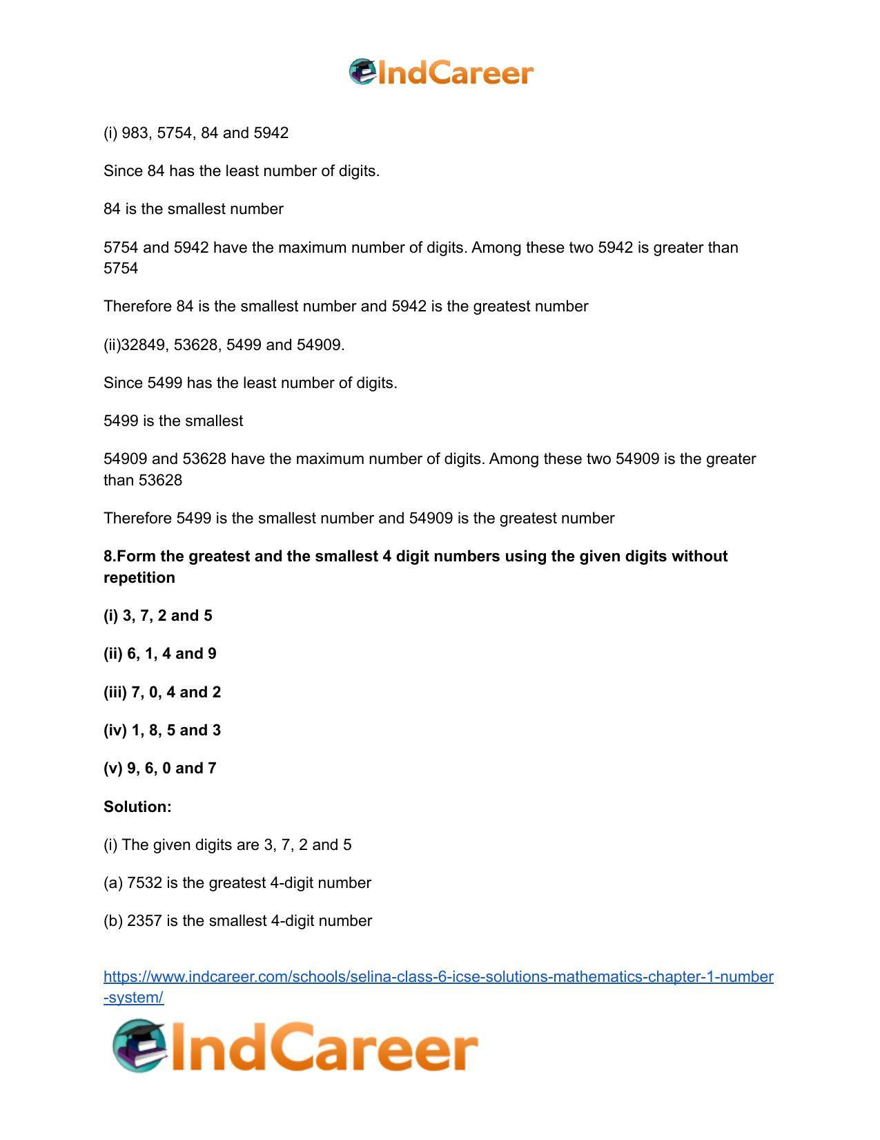 Selina Class 6 ICSE Solutions Mathematics : Chapter 1- Number System - Page 8