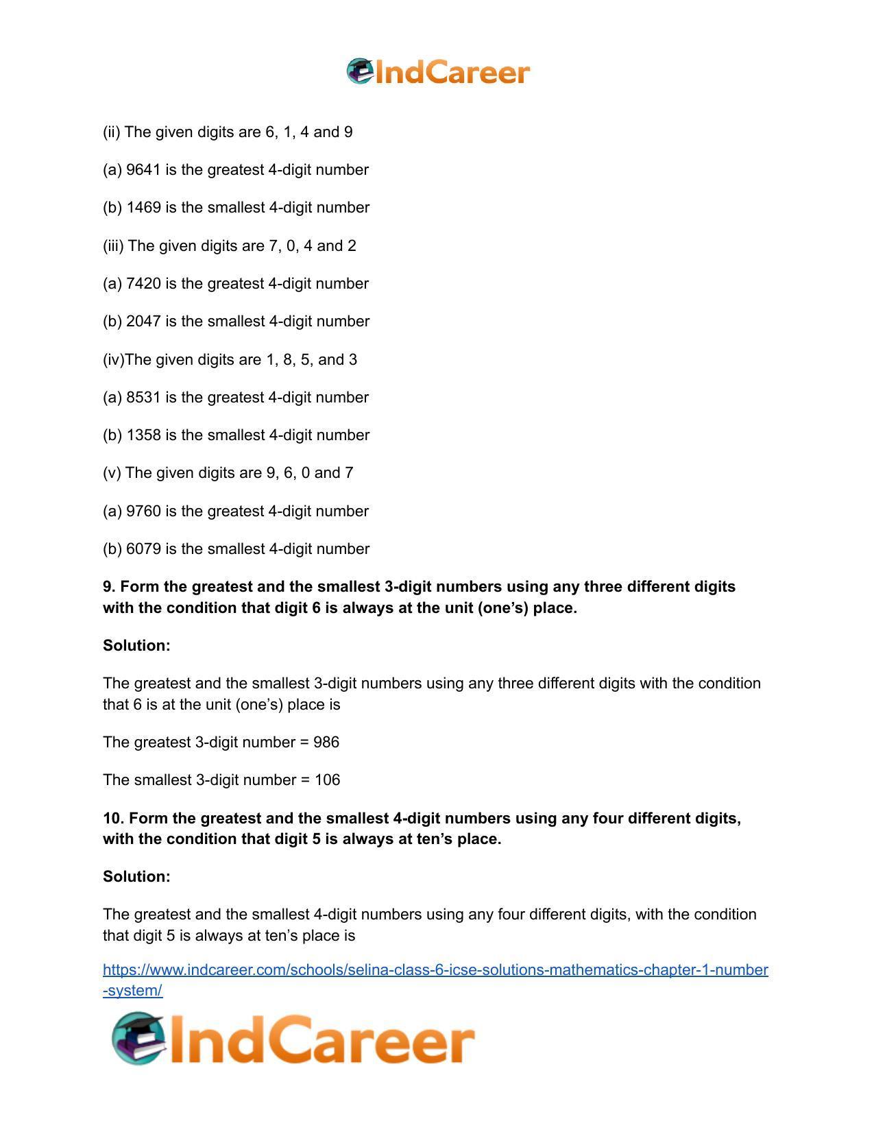 Selina Class 6 ICSE Solutions Mathematics : Chapter 1- Number System - Page 9