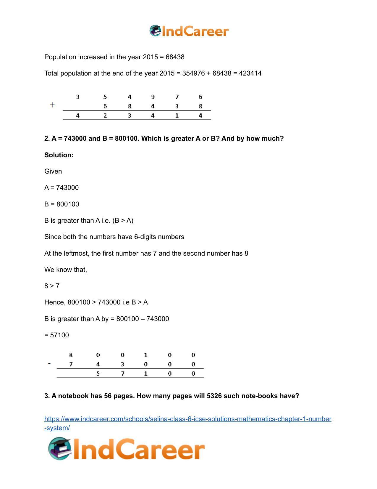 Selina Class 6 ICSE Solutions Mathematics : Chapter 1- Number System - Page 12
