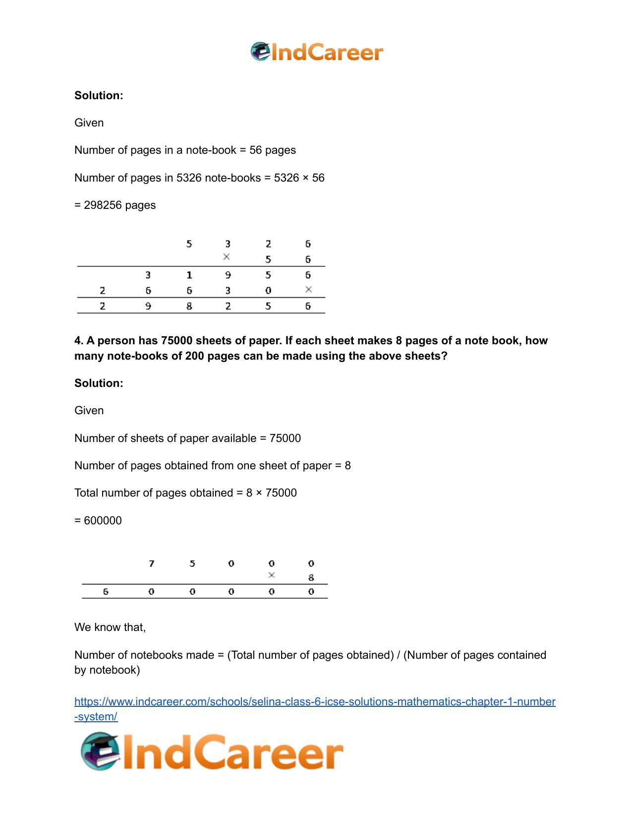 Selina Class 6 ICSE Solutions Mathematics : Chapter 1- Number System - Page 13