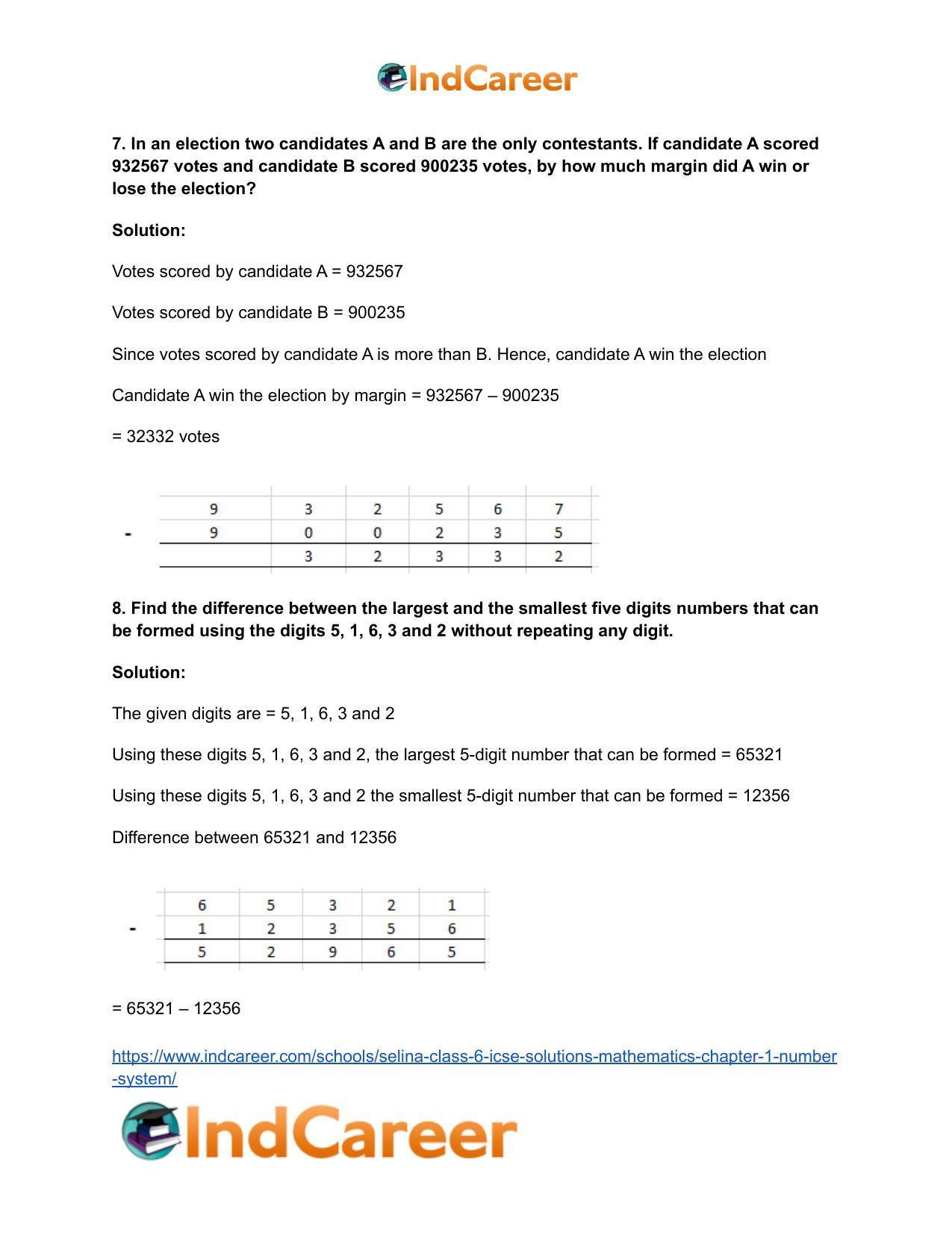 Selina Class 6 ICSE Solutions Mathematics : Chapter 1- Number System - Page 15
