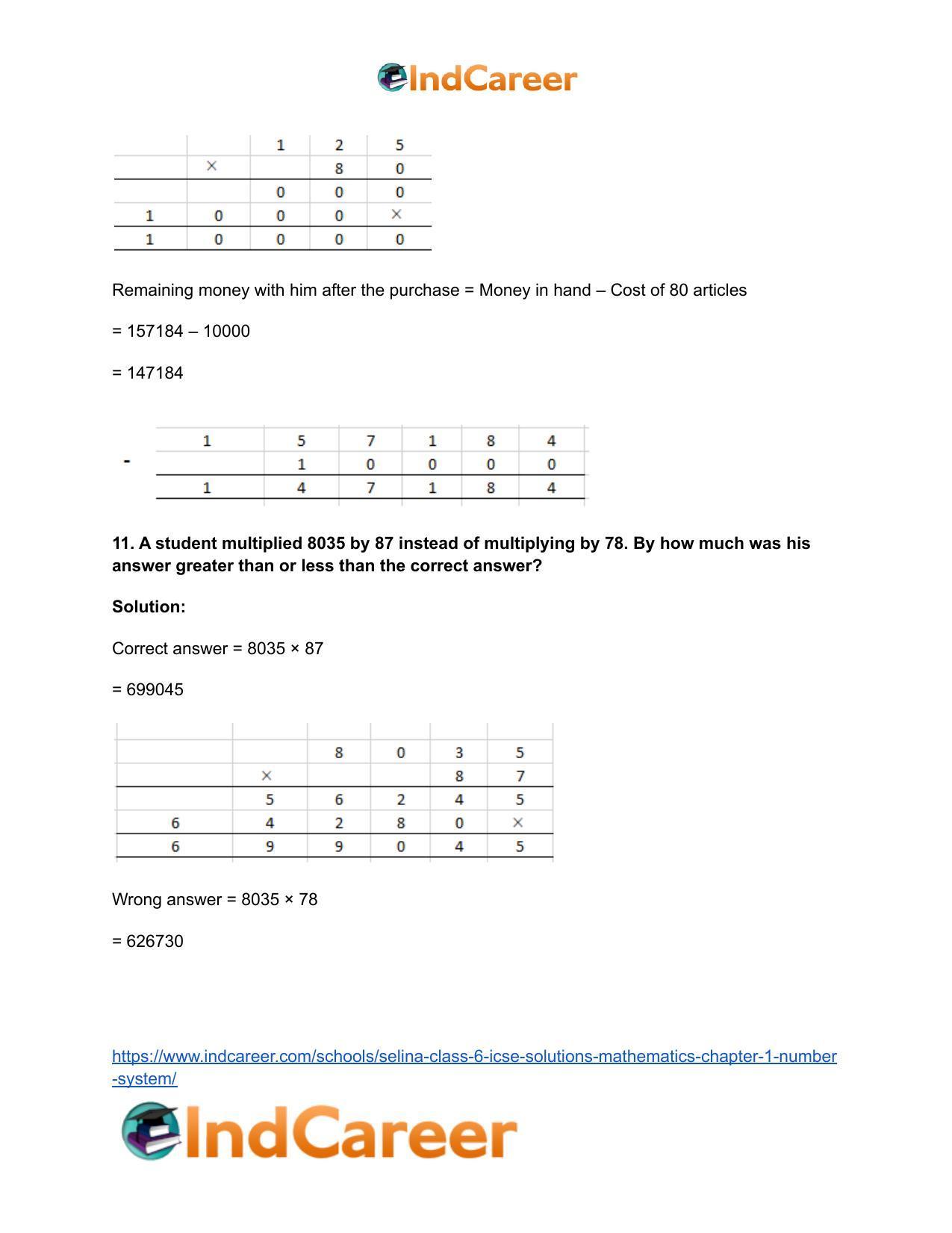 Selina Class 6 ICSE Solutions Mathematics : Chapter 1- Number System - Page 17