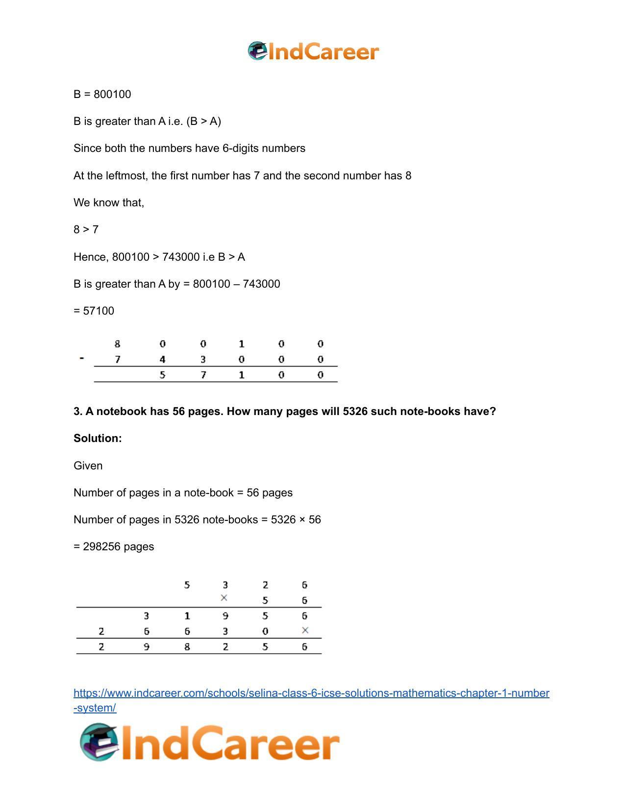 Selina Class 6 ICSE Solutions Mathematics : Chapter 1- Number System - Page 21