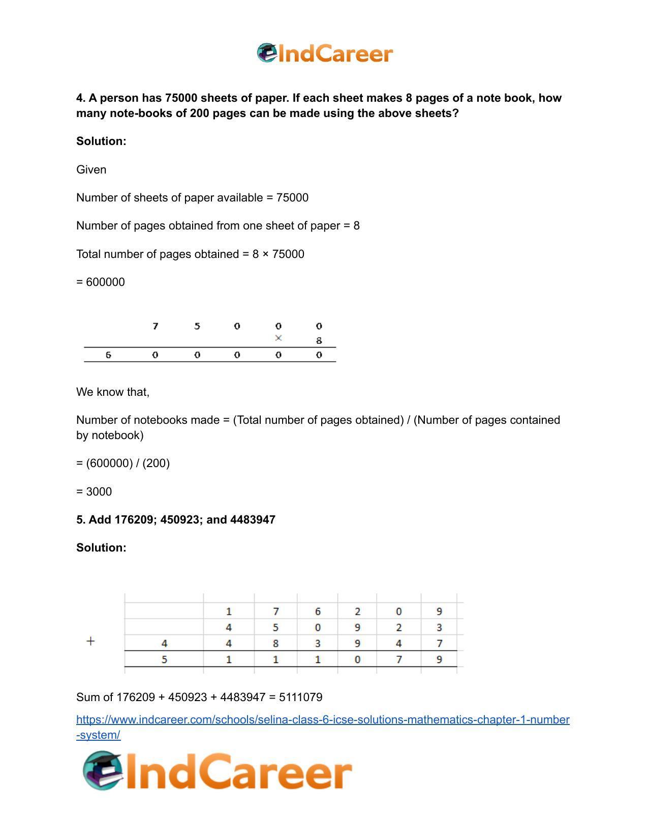 Selina Class 6 ICSE Solutions Mathematics : Chapter 1- Number System - Page 22