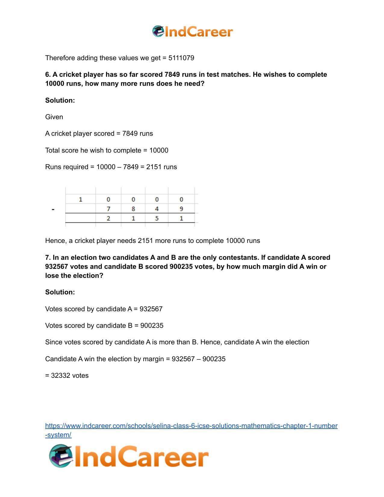 Selina Class 6 ICSE Solutions Mathematics : Chapter 1- Number System - Page 23