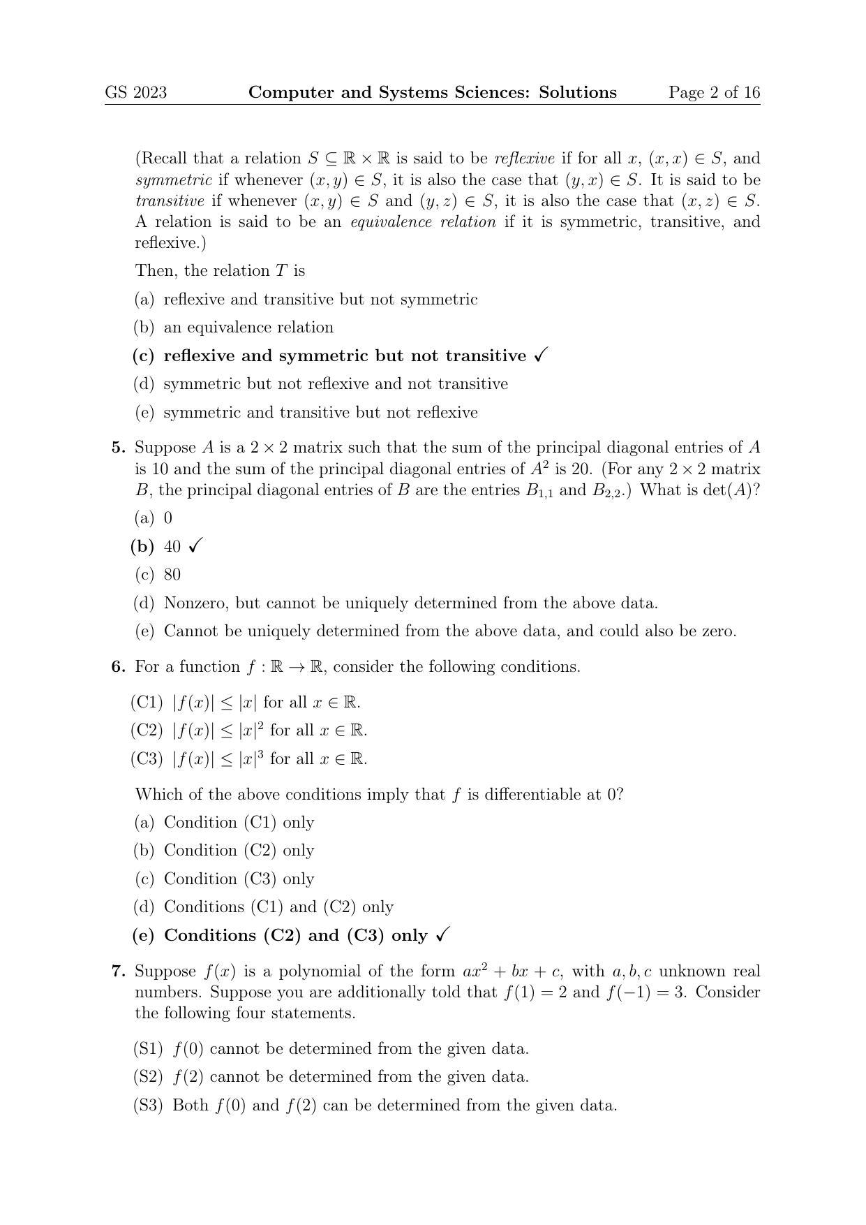TIFR GS 2023 Computer & Systems Sciences Question Paper - Page 2