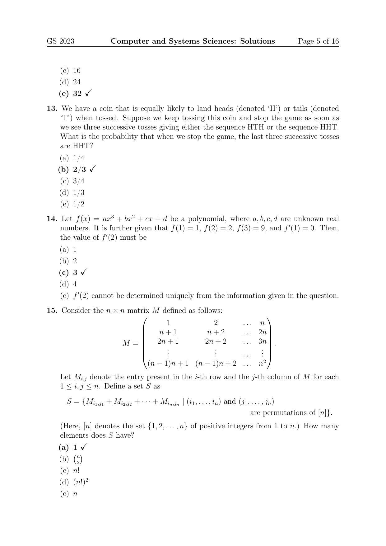TIFR GS 2023 Computer & Systems Sciences Question Paper - Page 5
