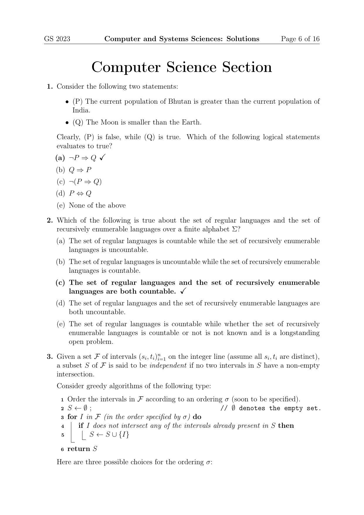 TIFR GS 2023 Computer & Systems Sciences Question Paper - Page 6