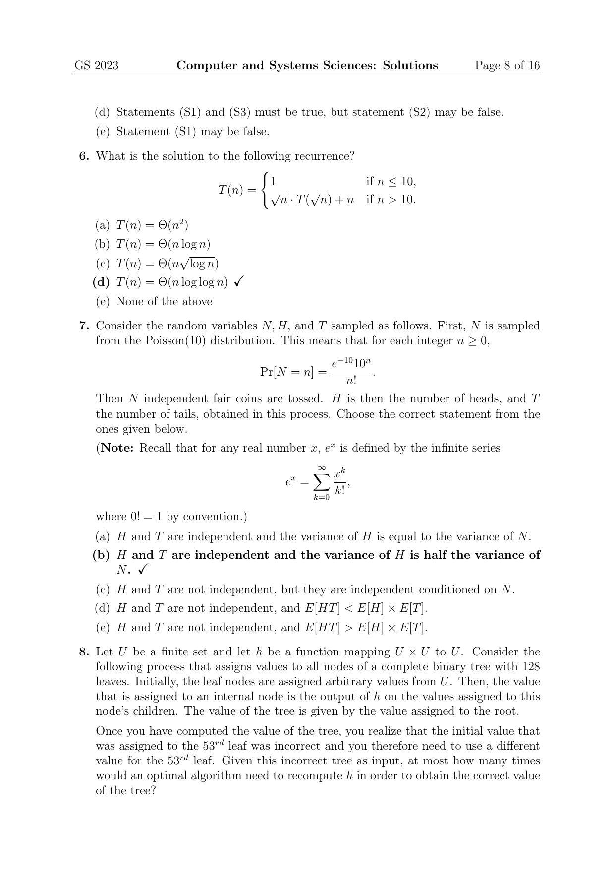 TIFR GS 2023 Computer & Systems Sciences Question Paper - Page 8