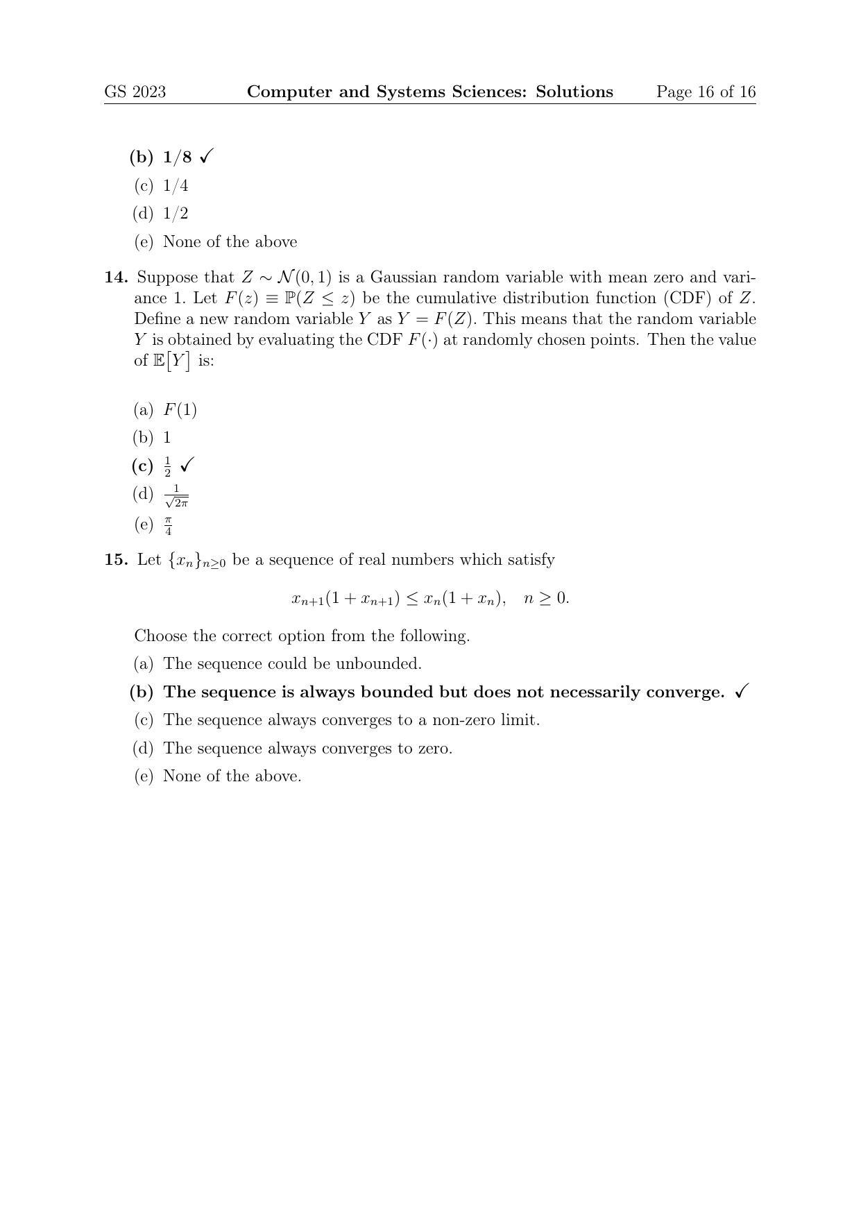 TIFR GS 2023 Computer & Systems Sciences Question Paper - Page 16