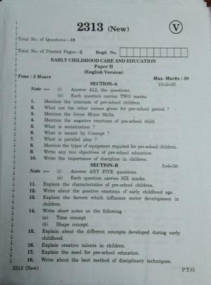 AP Inter 2nd Year Vocational Question Paper March - 2020 - Early Childhood Care Education - II (new)