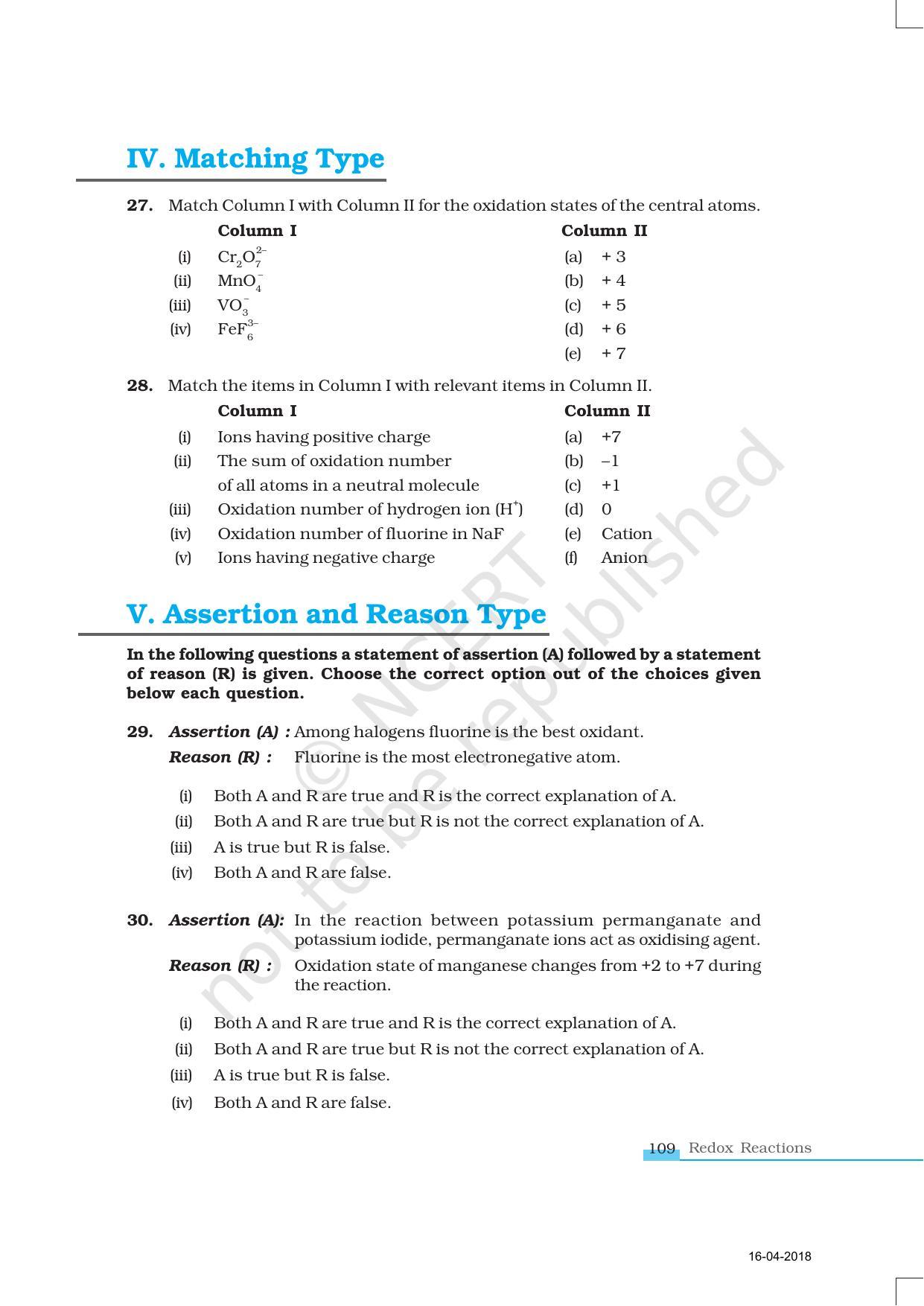 NCERT Exemplar Book for Class 11 Chemistry: Chapter 8 Redox Reactions - Page 6