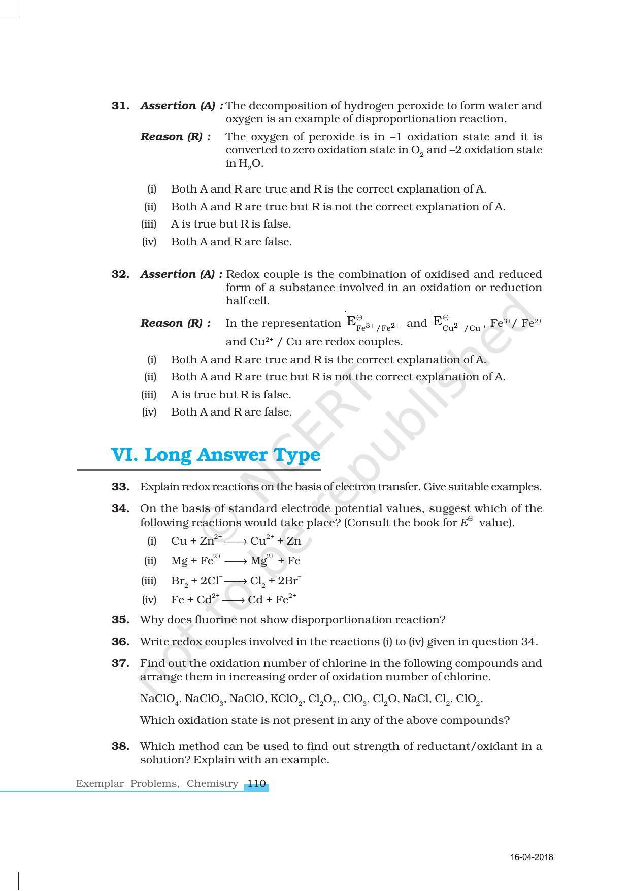NCERT Exemplar Book for Class 11 Chemistry: Chapter 8 Redox Reactions - Page 7