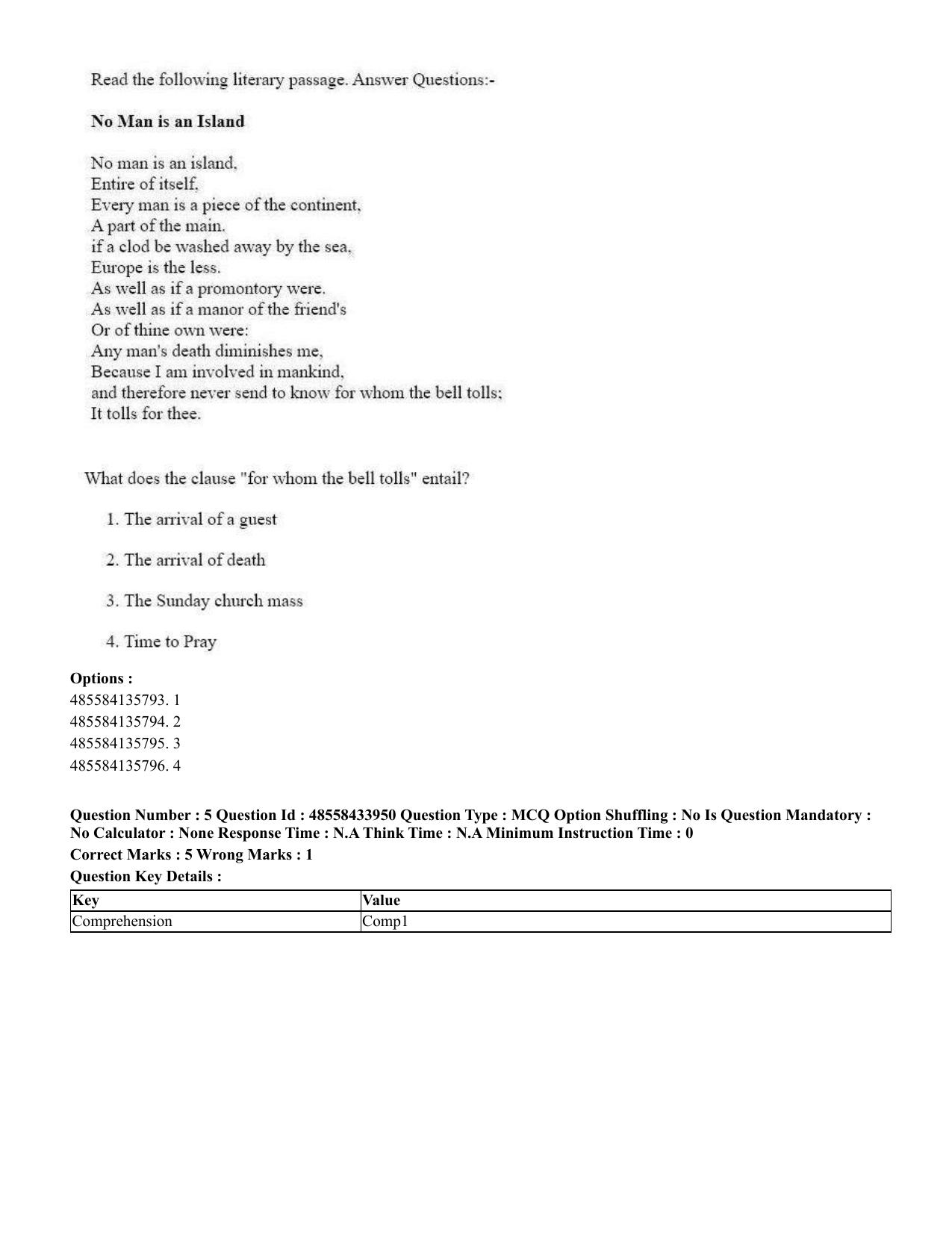 CUET 2023 English Sanskrit Shift 3 Question Paper - 18 June 2023 - Page 5