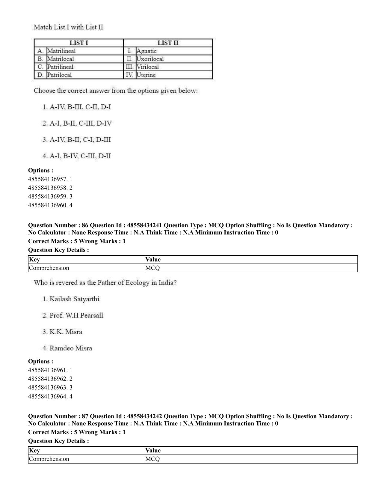CUET 2023 English Sanskrit Shift 3 Question Paper - 18 June 2023 - Page 56