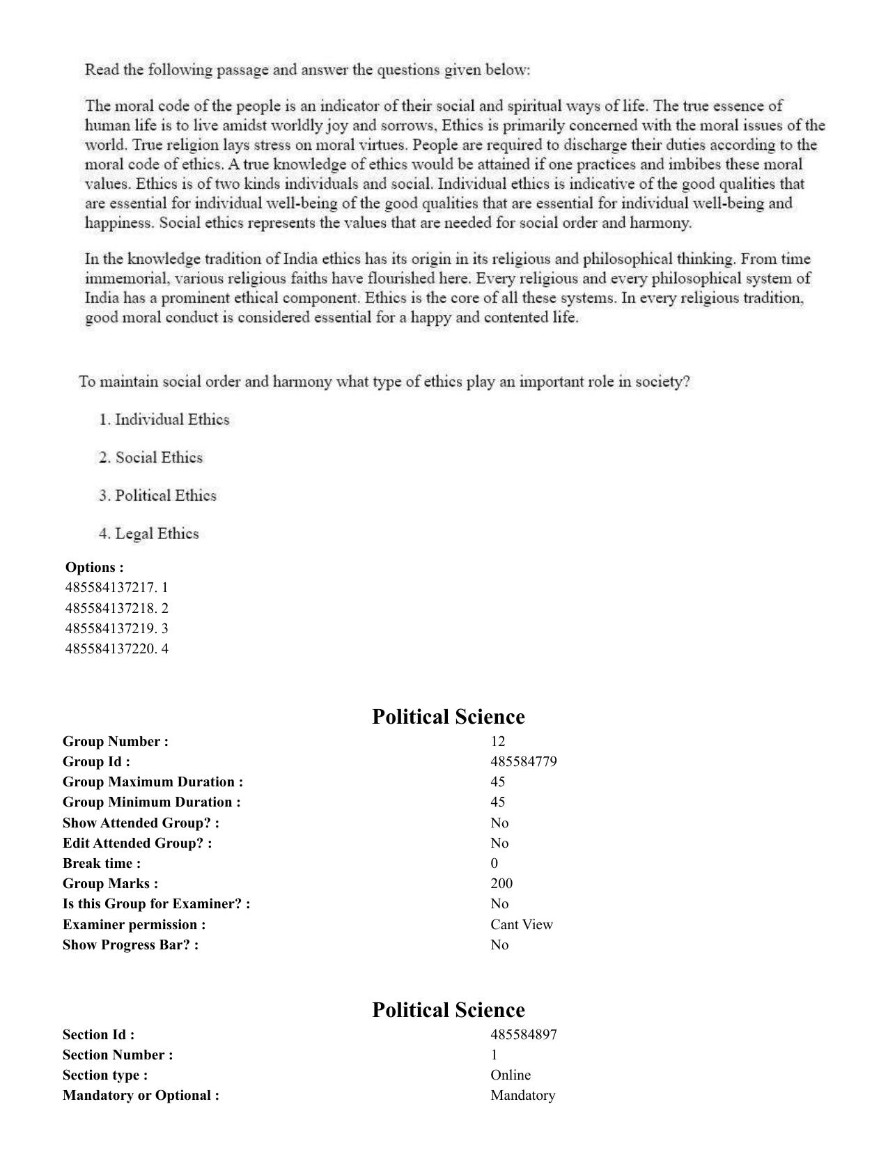 CUET 2023 English Sanskrit Shift 3 Question Paper - 18 June 2023 - Page 190