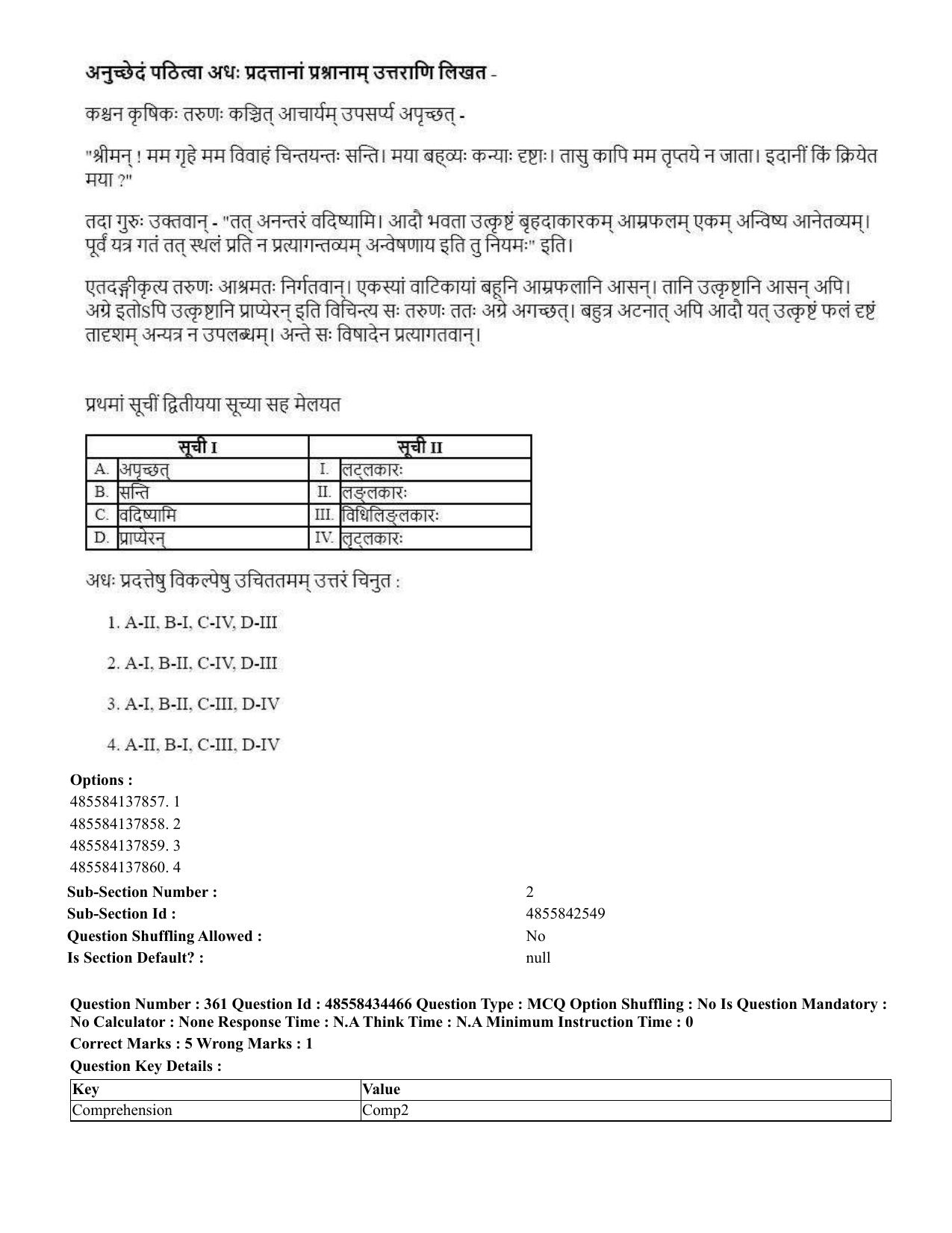 CUET 2023 English Sanskrit Shift 3 Question Paper - 18 June 2023 - Page 228