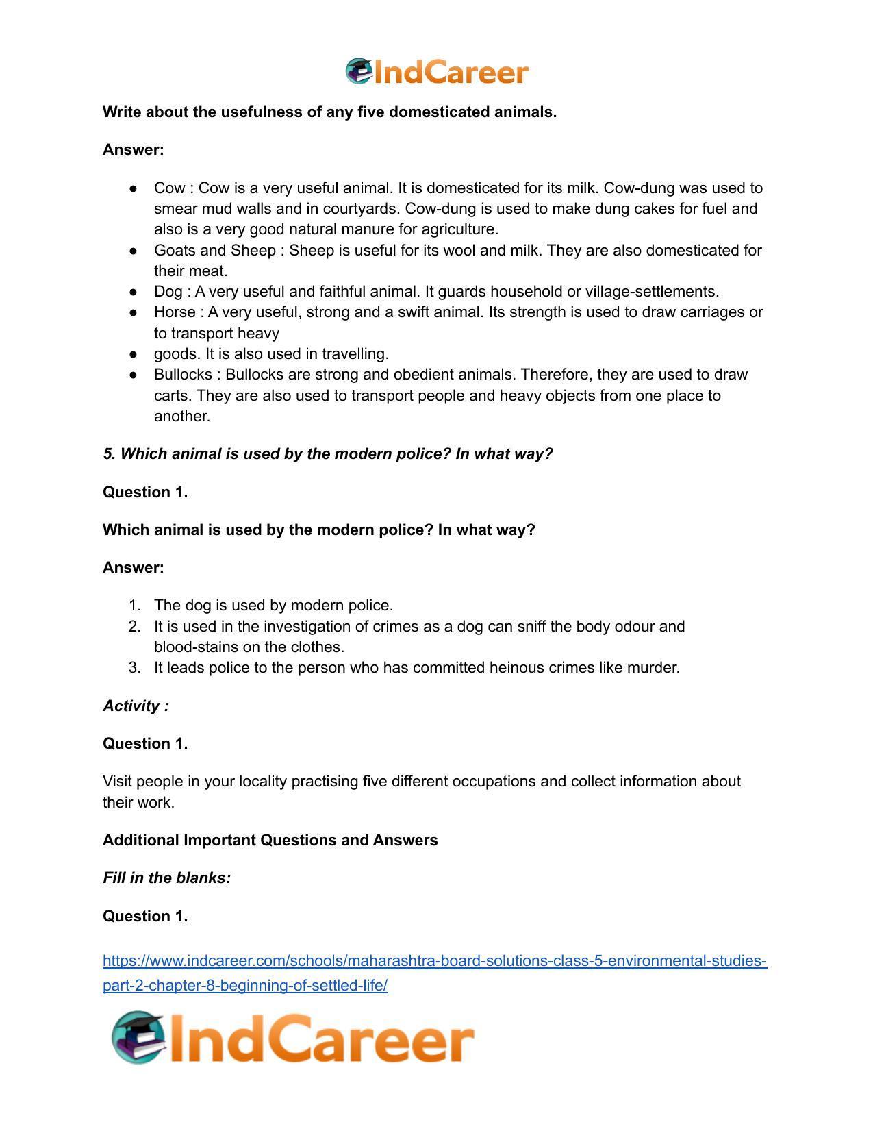 Maharashtra Board Solutions Class 5-Environmental Studies (Part 2): Chapter 8- Beginning of Settled Life - Page 5