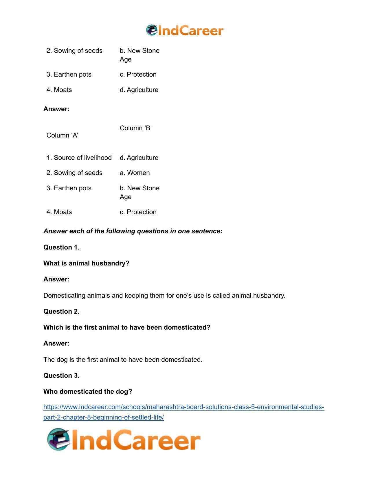 Maharashtra Board Solutions Class 5-Environmental Studies (Part 2): Chapter 8- Beginning of Settled Life - Page 8