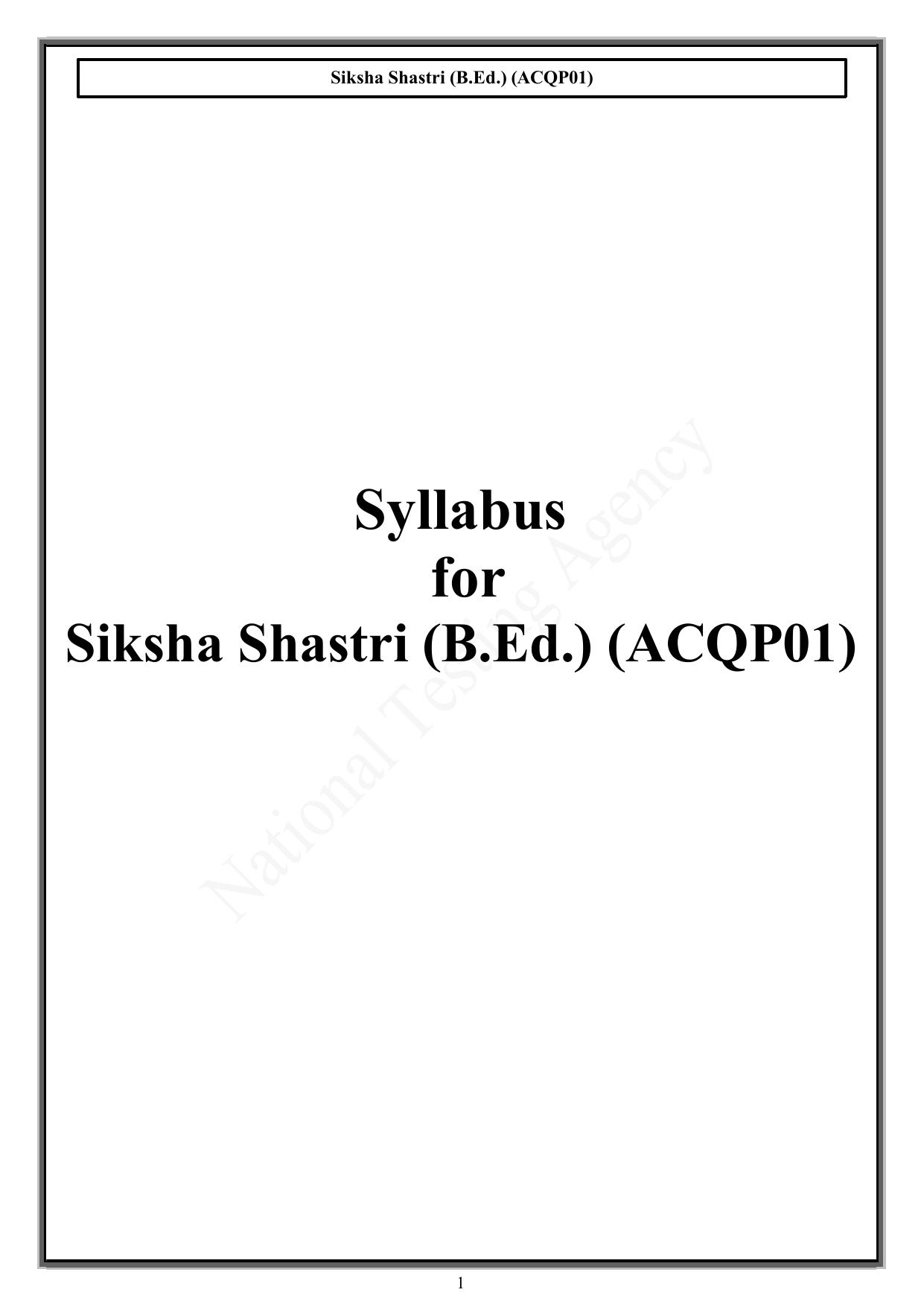 CUET PG Acharya Syllabus - Page 1