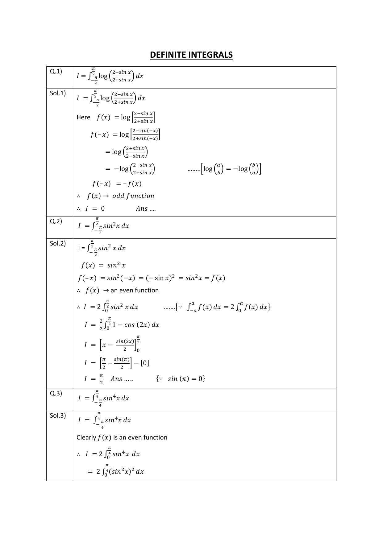 CBSE Class 12 Maths Worksheets Definite integrals Assignment 5 - Page 1
