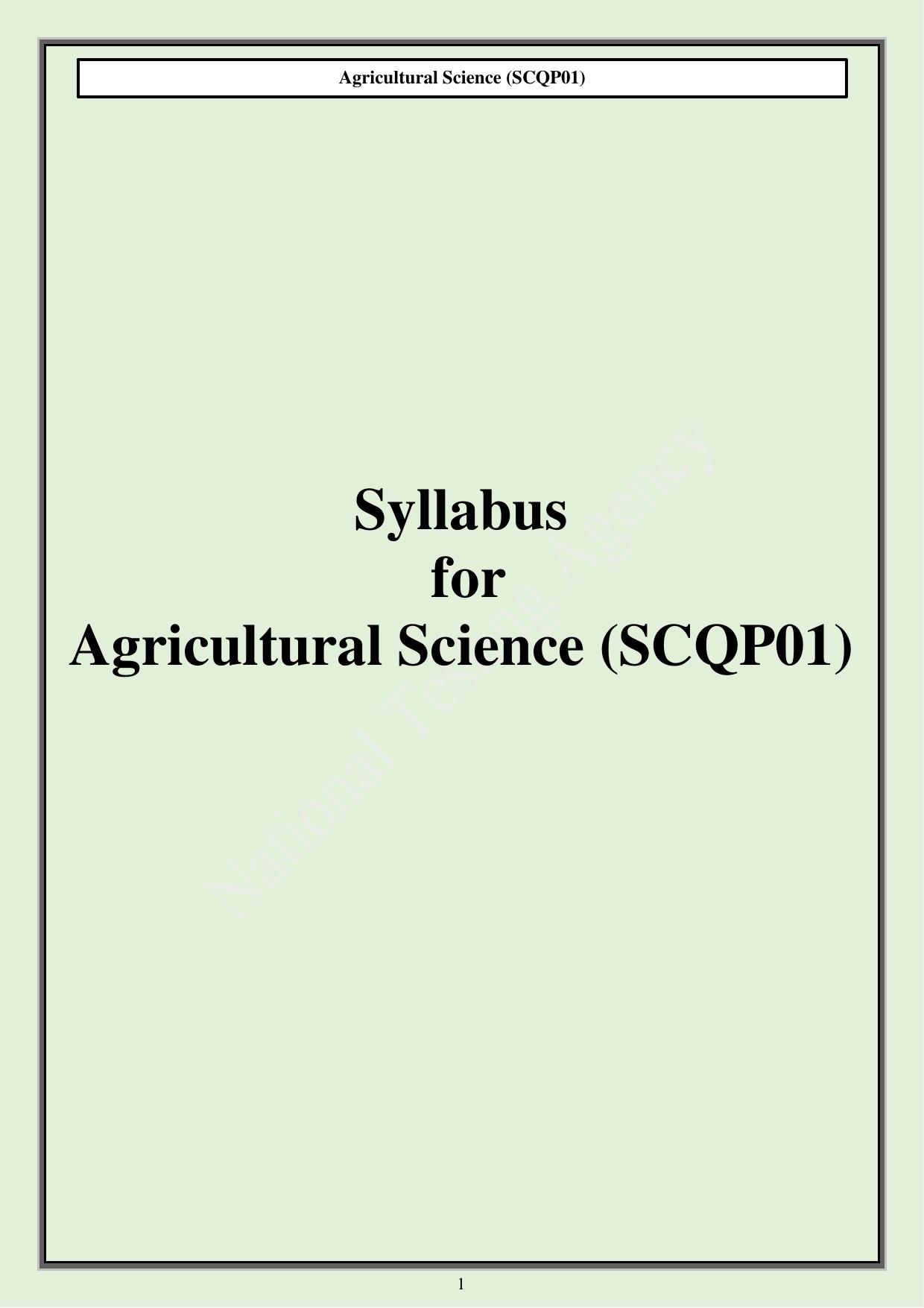 CUET PG Science Syllabus - Page 1