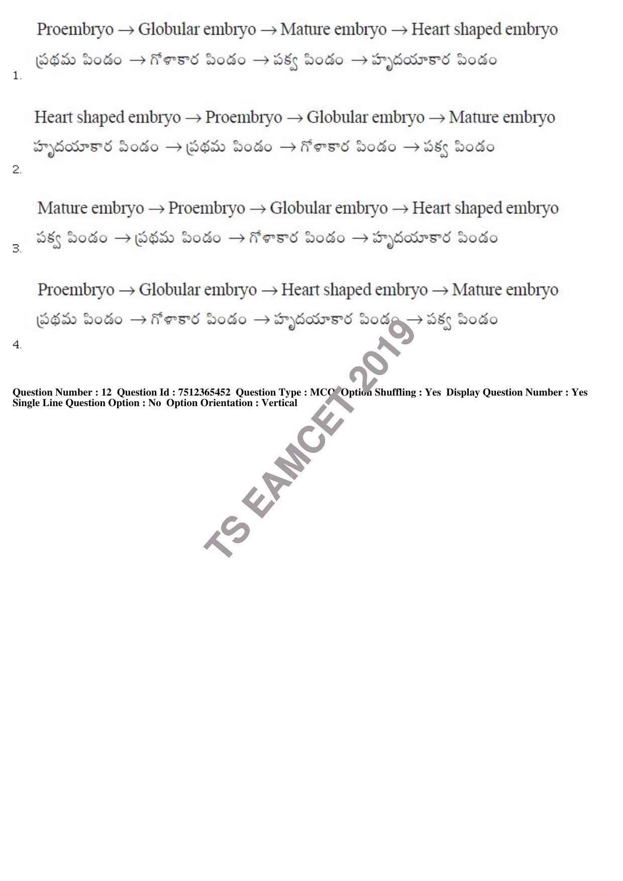 TS EAMCET 2019 Agriculture and Medical Question Paper with Key (8 May 2019 Afternoon) - Page 11